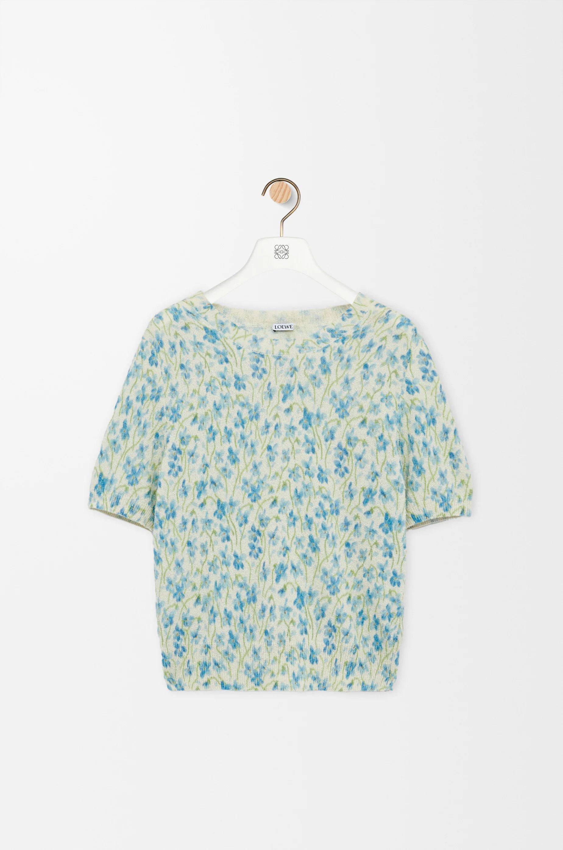 Loewe o1in1g0426 Short Sleeve Sweater in White/Blue Size M / US 6-8 / IT 42-44 - 1 Thumbnail