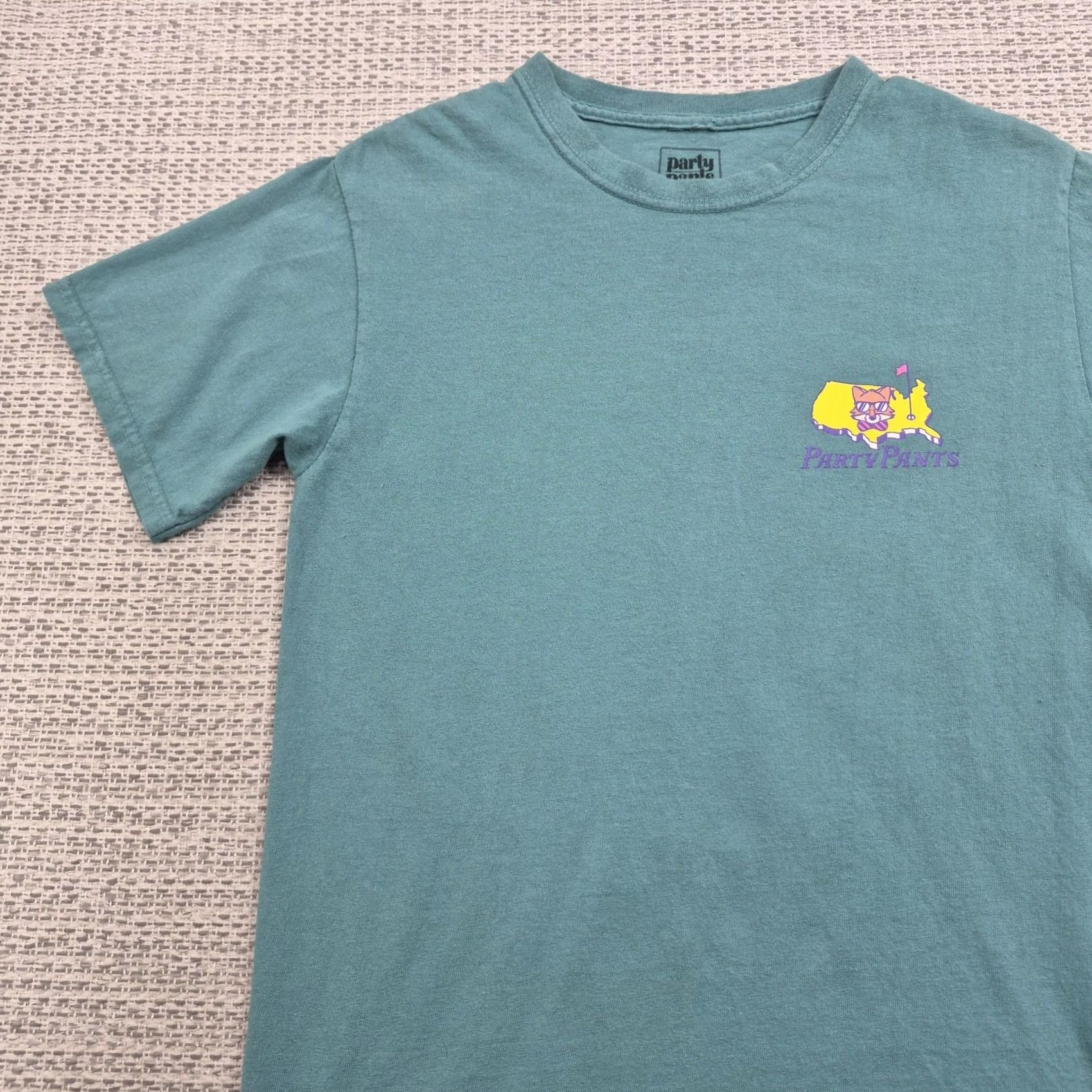 Vintage Party Pants Shirt Mens Small Green Golfing Cat USA Map Graphic Tee Back Print Size US S / EU 44-46 / 1 - 5 Thumbnail