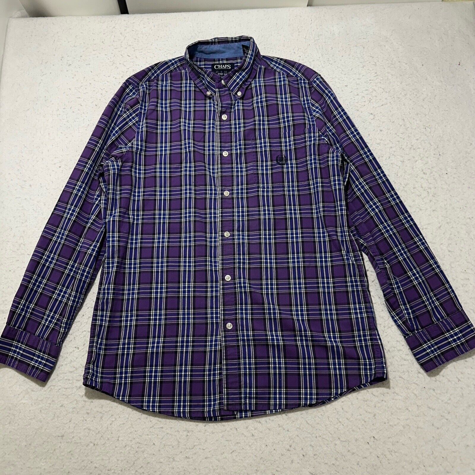 Chaps Chaps Small Button Down Purple + Blue Plaid Striped Shirt Size US S / EU 44-46 / 1 - 1 Thumbnail