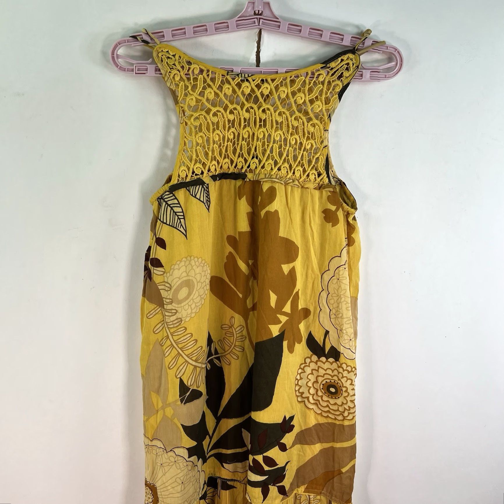 Anthropologie Anthropologie Dress Womens SZ S Yellow Floral Maxi Lined Sleeveless Size S / US 4 / IT 40 - 7 Thumbnail