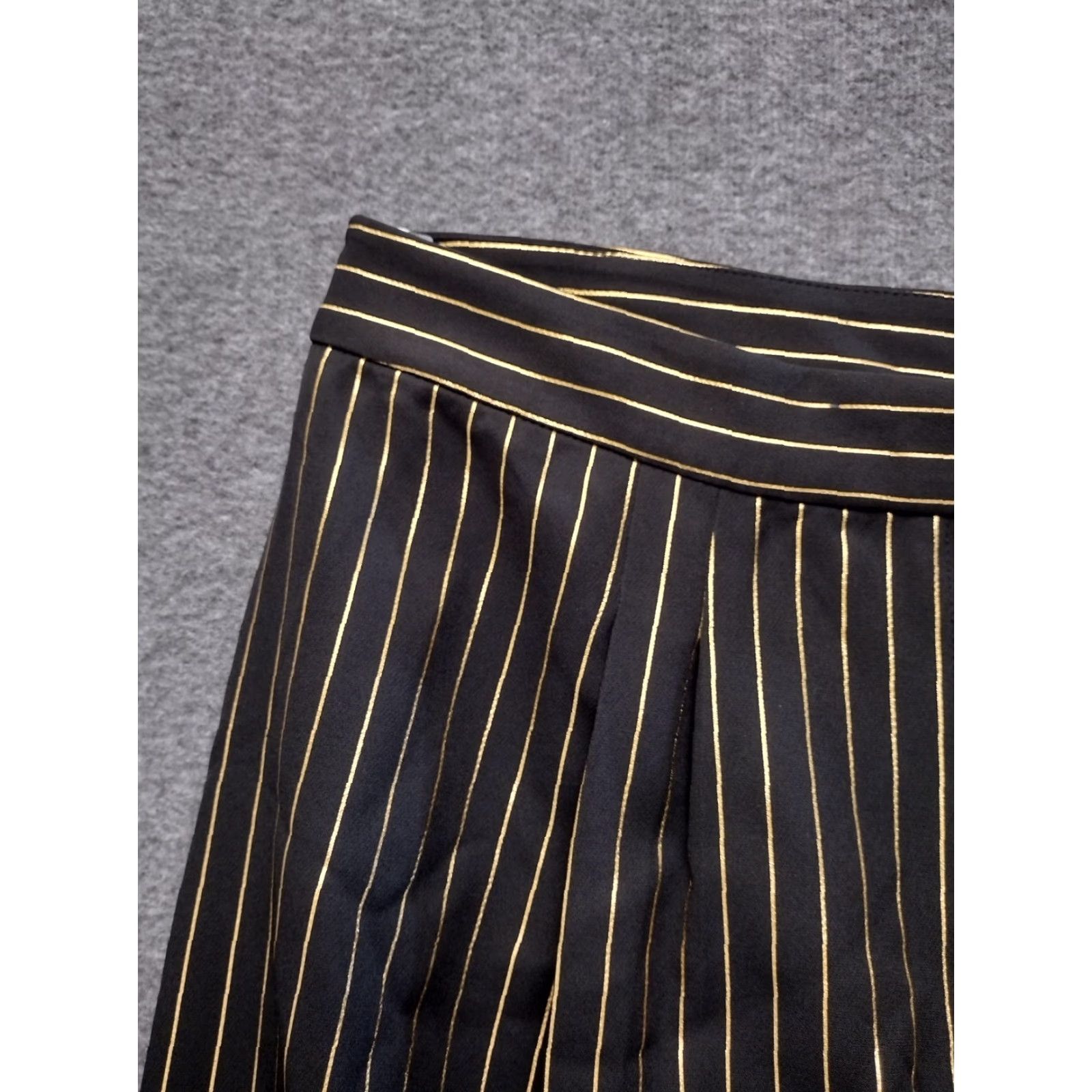 Vintage NYCC Women's Large Black Gold Striped Relaxed Fit Pull-on Drawstring Stretch 16 Size ONE SIZE - 7 Thumbnail