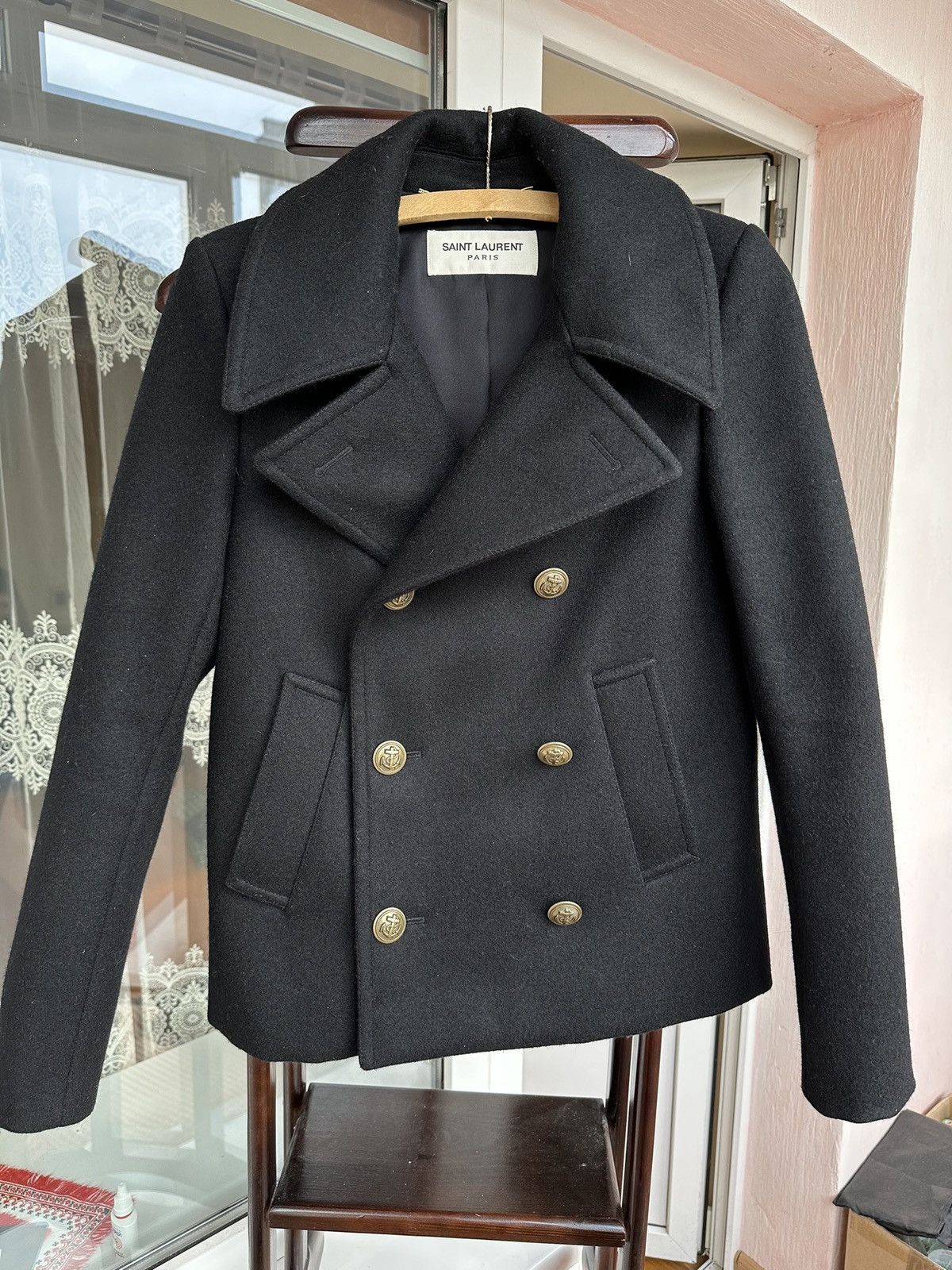 Saint Laurent Paris Saint Laurent Double Breasted Wool Coat Size XS / US 0-2 / IT 36-38 - 1 Thumbnail
