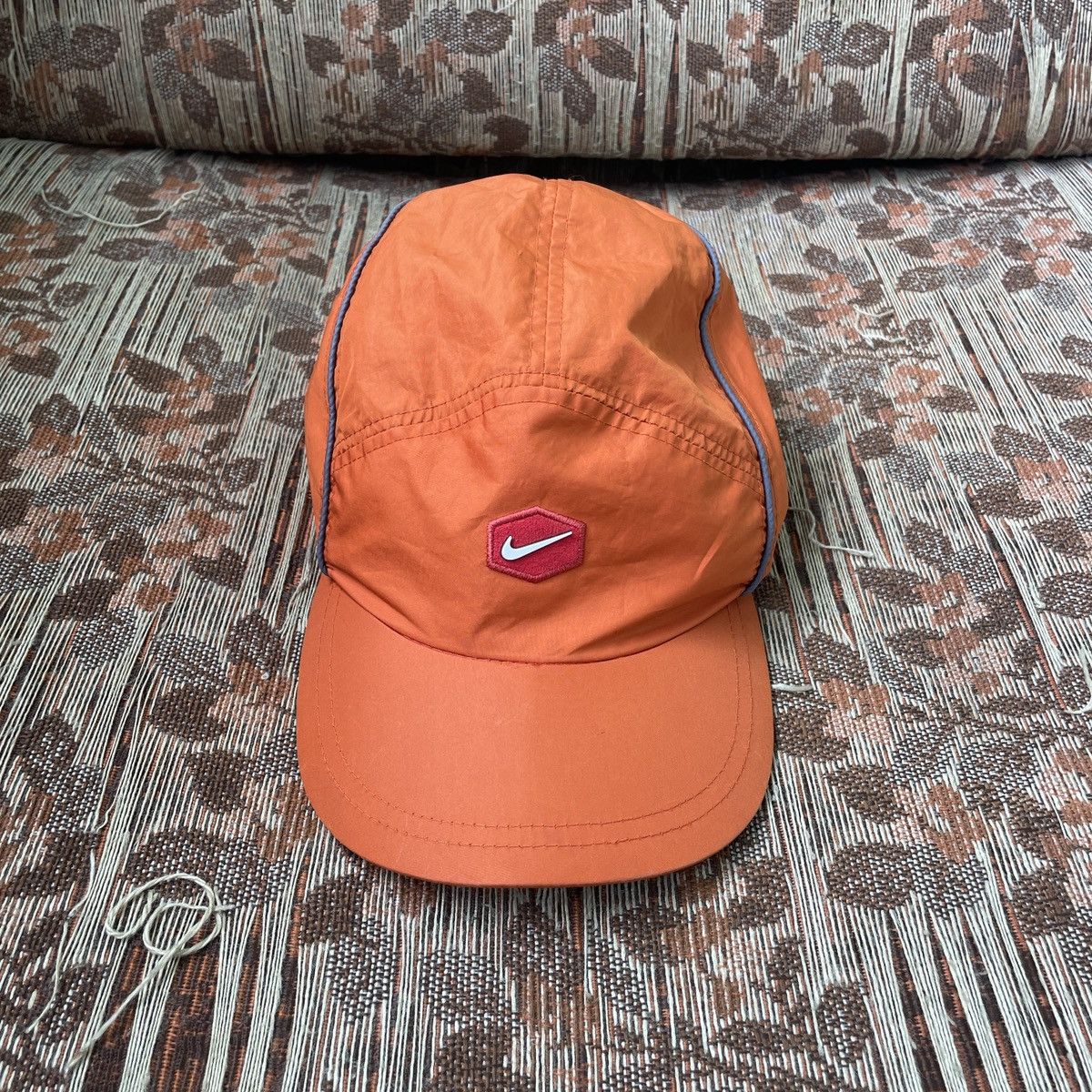 Nike Vintage Nike Nylon 5 Panel Cap Hat Orange Mens One Size Size ONE SIZE - 3 Thumbnail