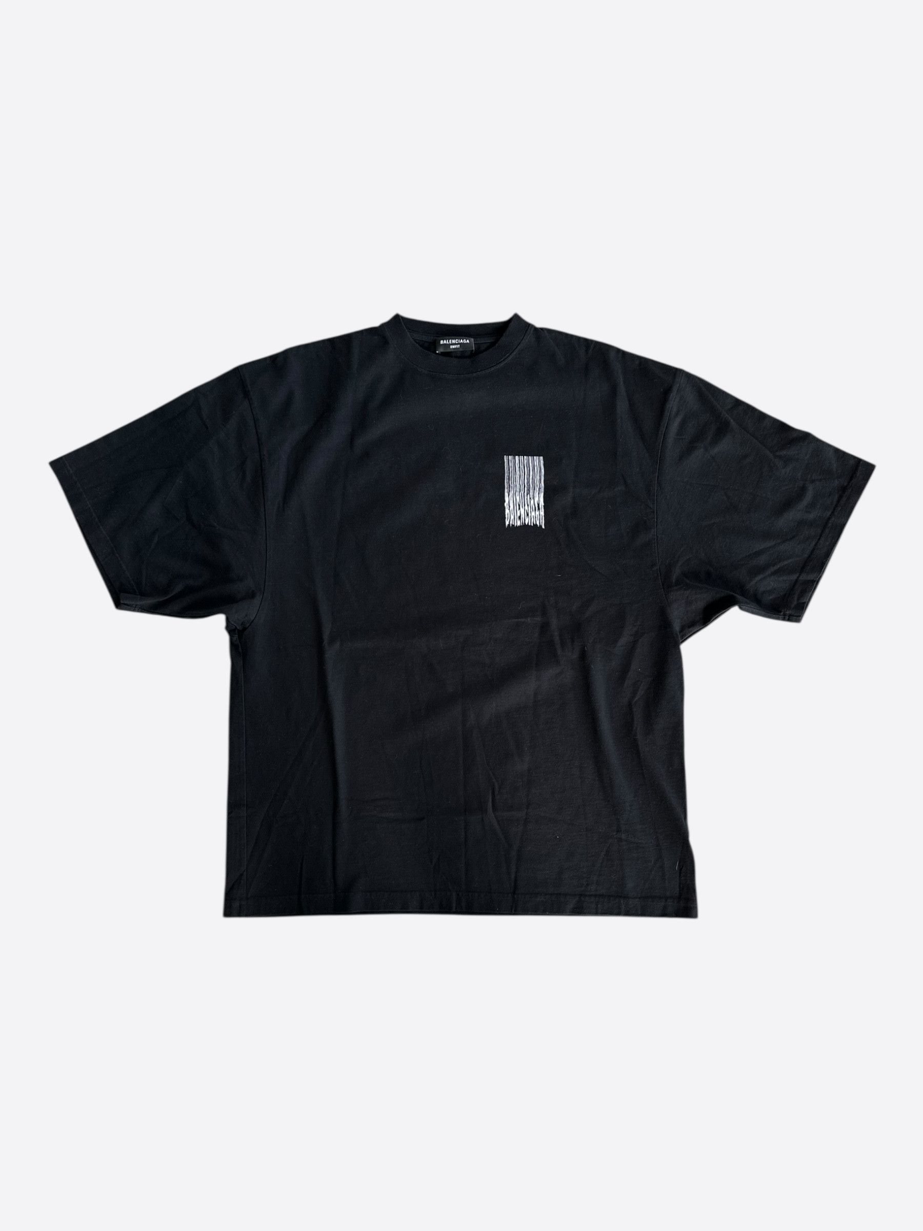 Balenciaga Balenciaga Black & White Waterfall Logo T-Shirt Size US L / EU 52-54 / 3 - 1 Thumbnail