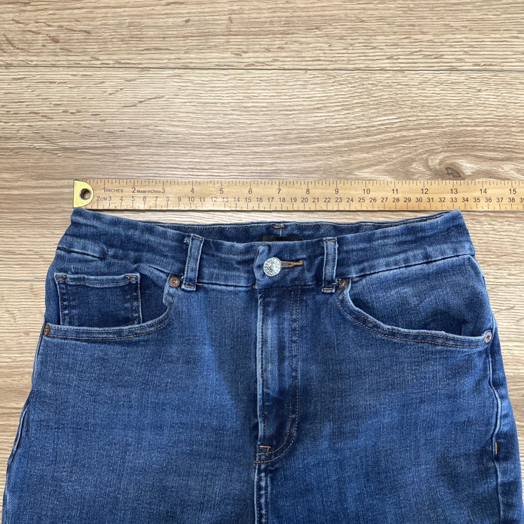 Express Express Skinny High Rise Blue Jeans Womens Medium M 6 8 10 Stretch Size 32" / US 10 / IT 46 - 3 Thumbnail