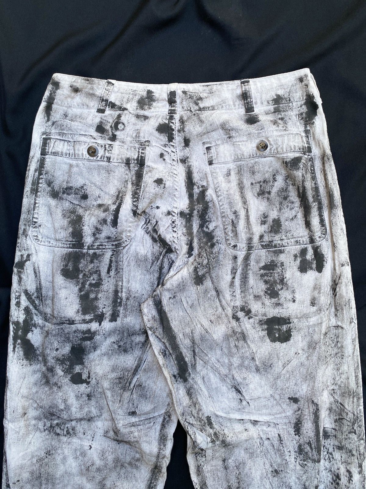 If Six Was Nine × Le Grande Bleu (L.G.B.) × Margaret Howell MHL Trompe l’oeil Painted Linen Trousers Gallery Dept Style Size US 29 - 6 Thumbnail