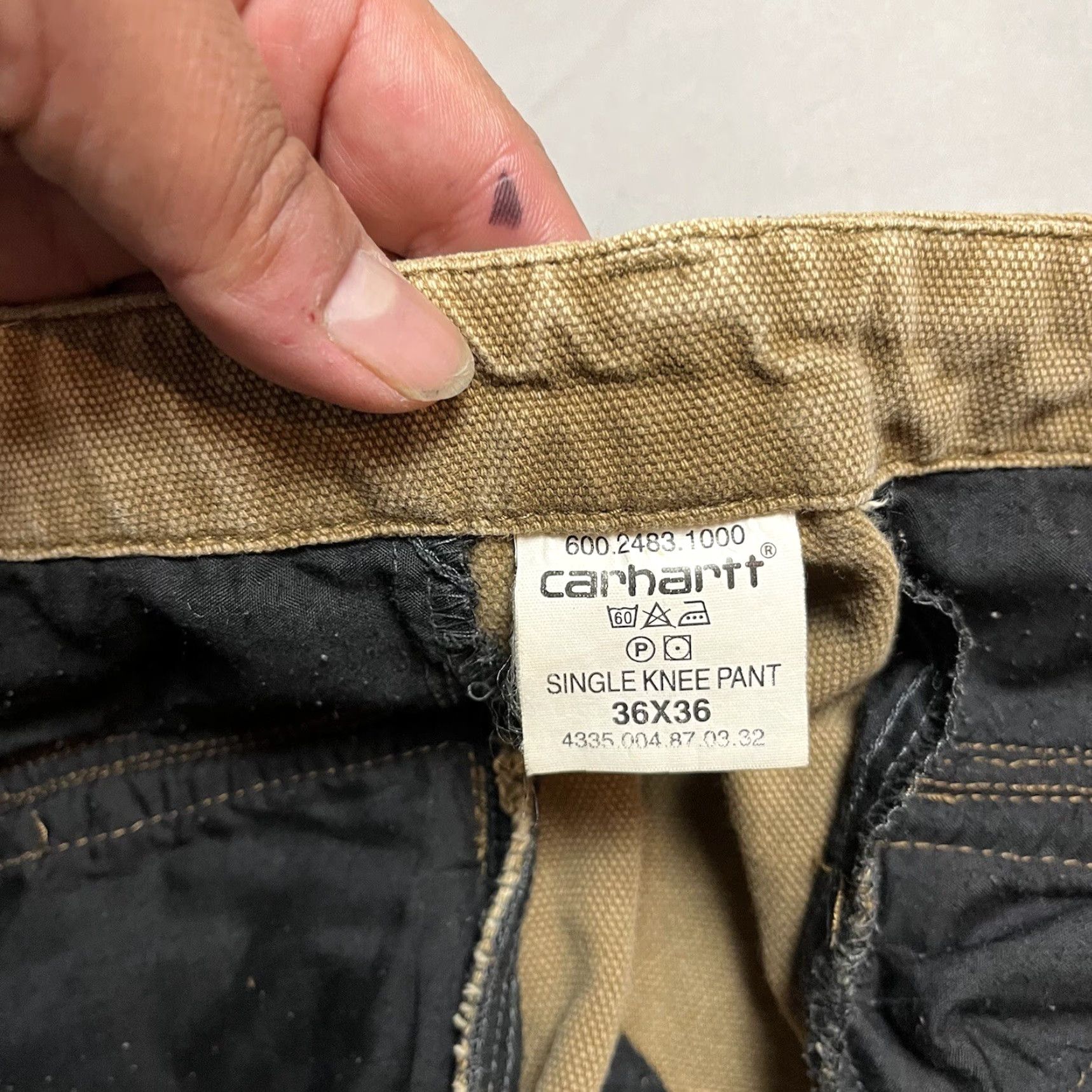 VINTAGE Carhartt Cargo Canvas Pants Regular Men 29in Inseam Beige Size 36x29 Workwear Cargo Pocket
