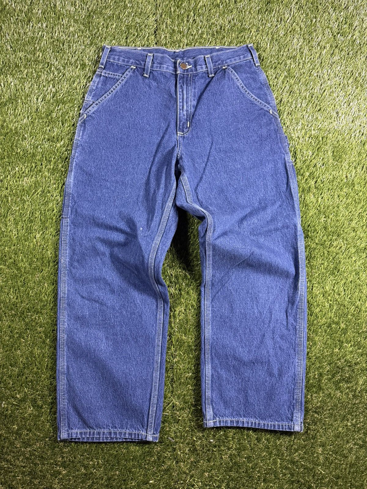 Carhartt Vintage 90s Carhartt Baggy Denim White Stitch Jean Pants Size US 32 / EU 48 - 2 Thumbnail