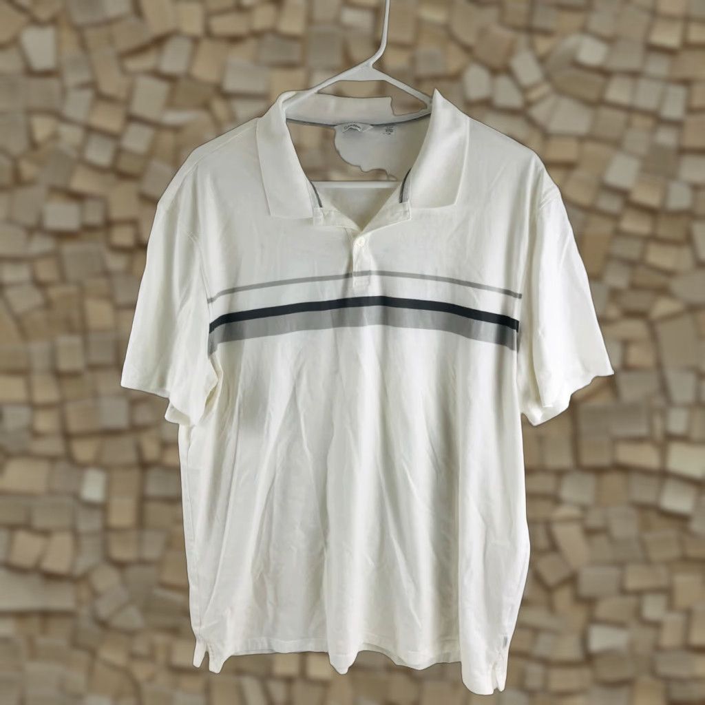 Calvin Klein Calvin Klein Polo Shirt Men XL Short Sleeve Collared Pullover Stripes White Size US XL / EU 56 / 4 - 1 Thumbnail
