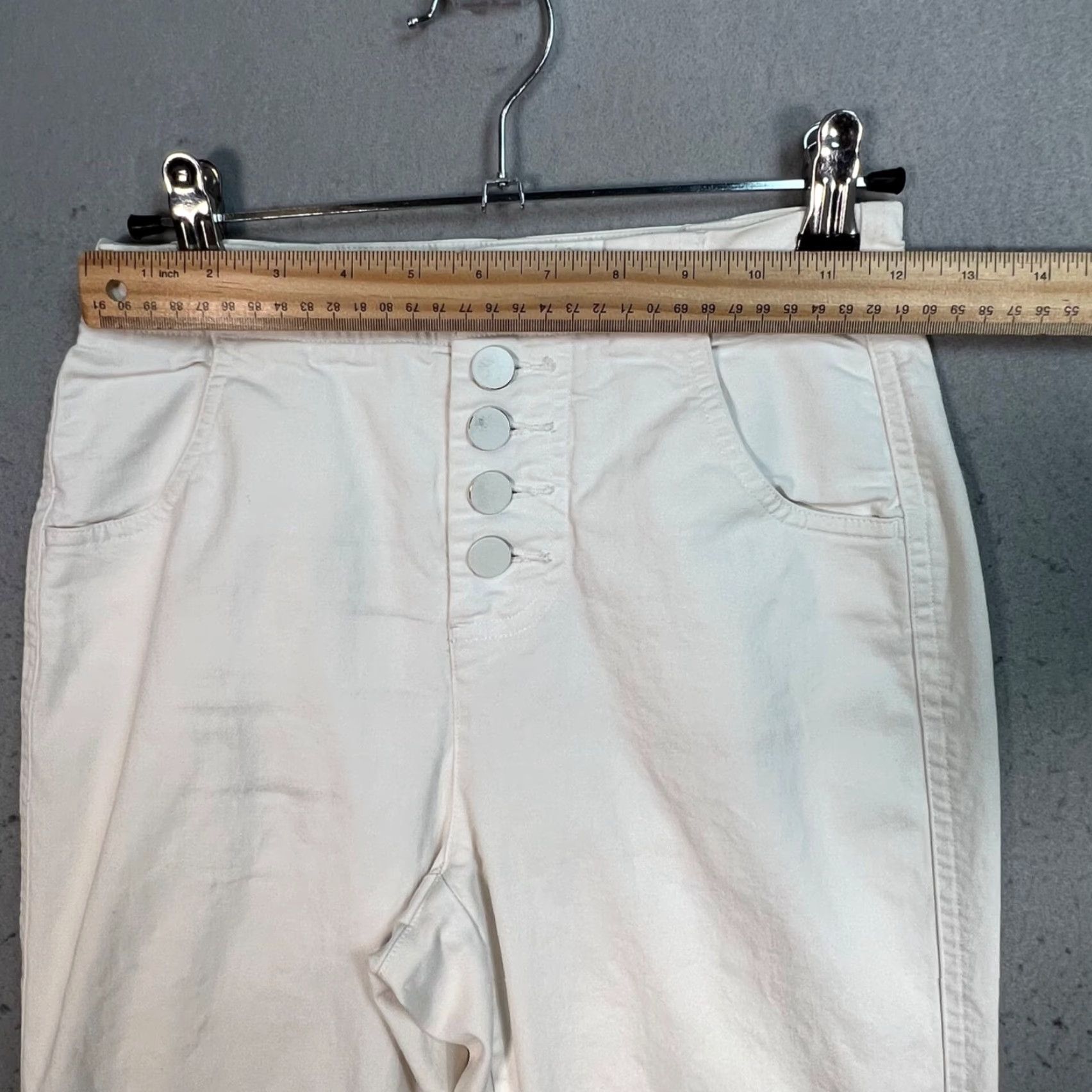 Vintage Babaton White High-Waisted Button-Fly Pants Womens 00 Cotton Blend Size 24" / US 00 / IT 34 - 5 Thumbnail