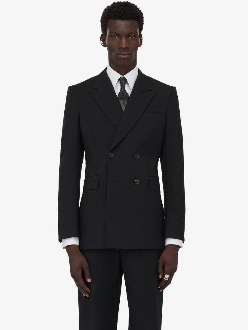 Alexander McQueen o1w1db10725 Neat Shoulder Double-Breasted Jacket in Black Size US XL / EU 56 / 4 - 1 Thumbnail