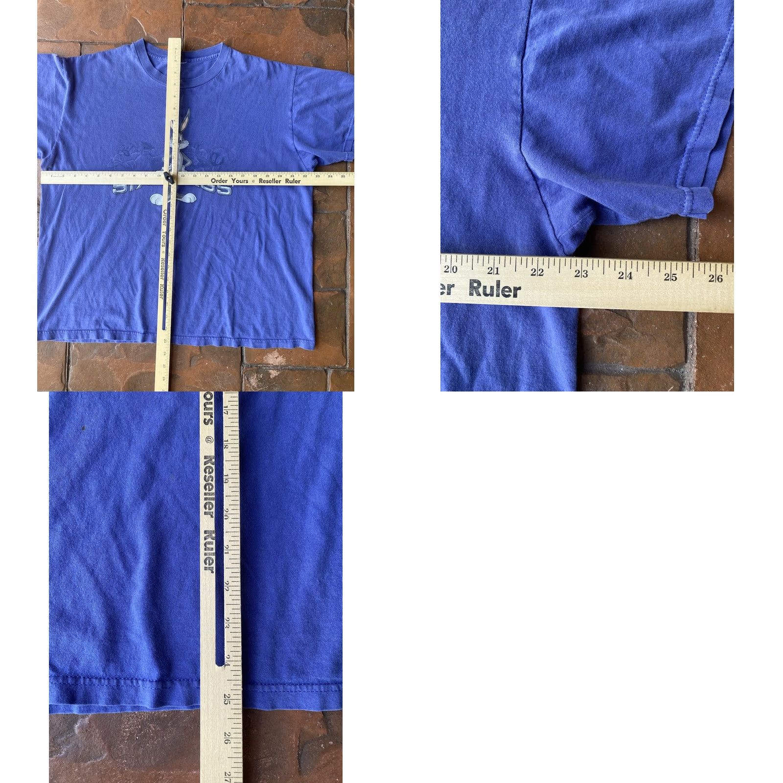 Vintage VINTAGE Six Flags Looney Tunes T-Shirt Bugs Bunny Taz Medium Blue Cotton Crew Neck Short Sleeve Men M Size US M / EU 48-50 / 2 - 8 Thumbnail