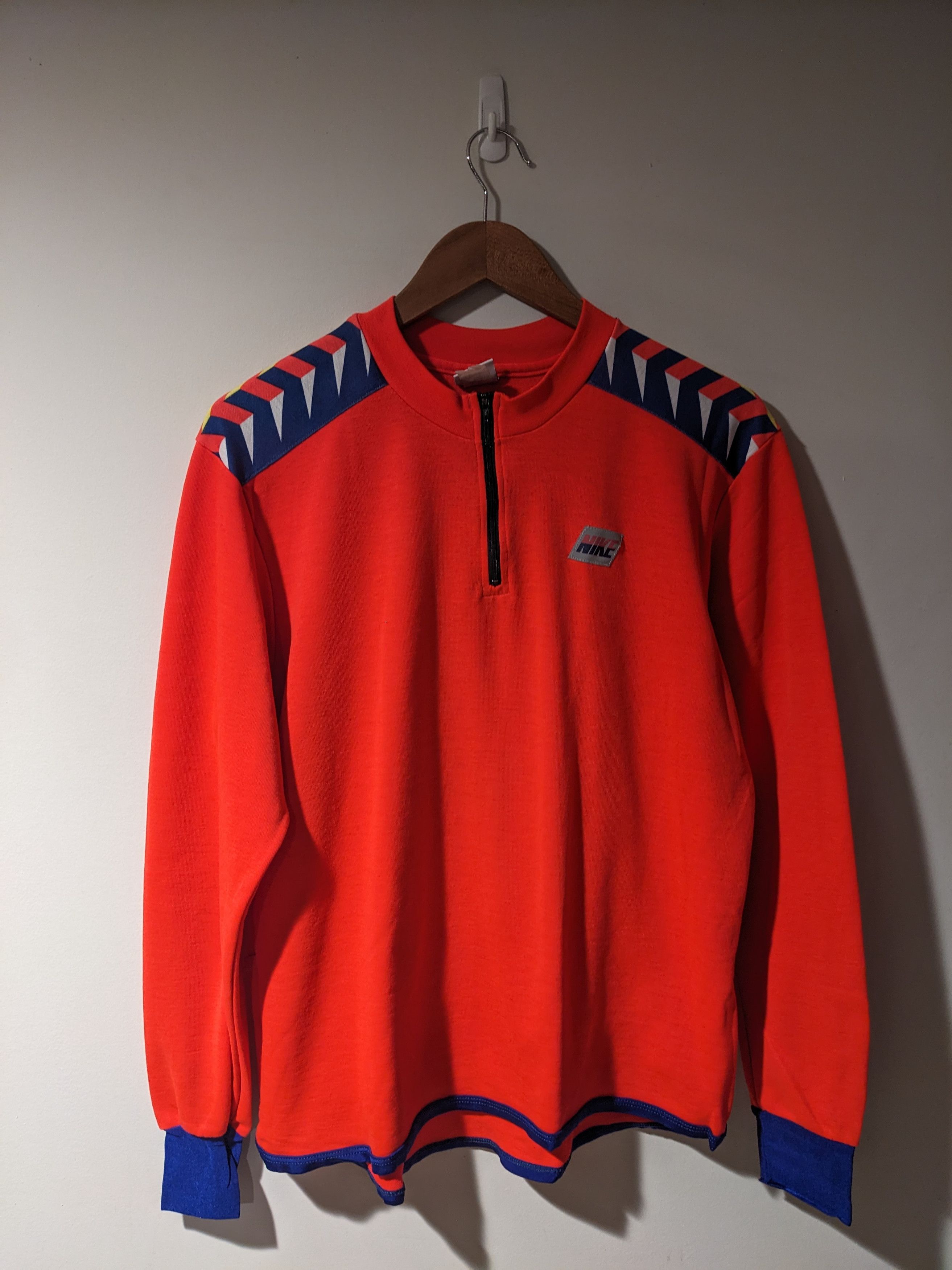 Nike × Vintage Vintage 90s Nike Swoosh Logo X-Large Red Pink Zip Up Sweater Size US XL / EU 56 / 4 - 1 Thumbnail