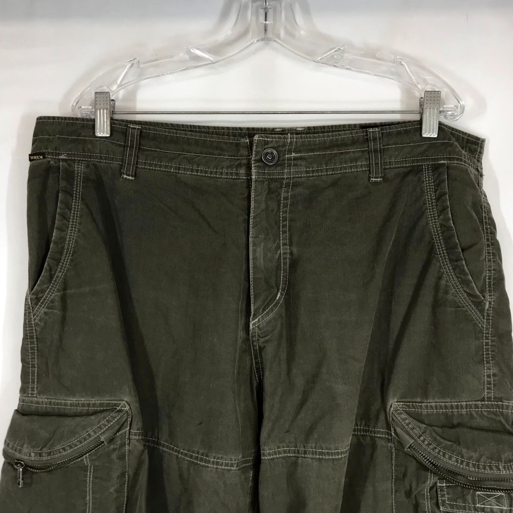Olive Kuhl Mens Olive Green Cargo Shorts Cotton Nylon Blend Size 38 Hiking Outdoor Size US 38 / EU 54 - 2 Thumbnail