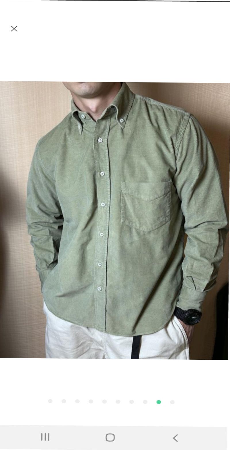 Loro Piana Khaki Long Sleeve Velvet Shirt