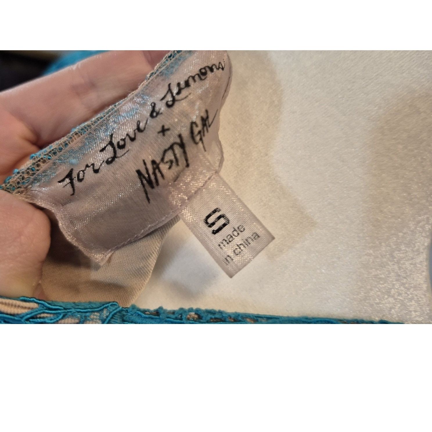 Nasty Gal Nasty Gal For Love and Lemons Teal Lace Top Skirt Set Small Size 28" / US 6 / IT 42 - 4 Thumbnail