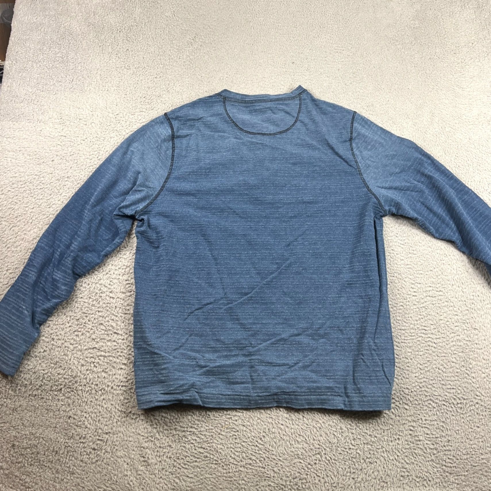 Carbon2Cobalt VINTAGE Carbon 2 Cobalt Shirt Mens XL Blue Watermark Striped Henley Long Sleeve Size US XL / EU 56 / 4 - 6 Thumbnail