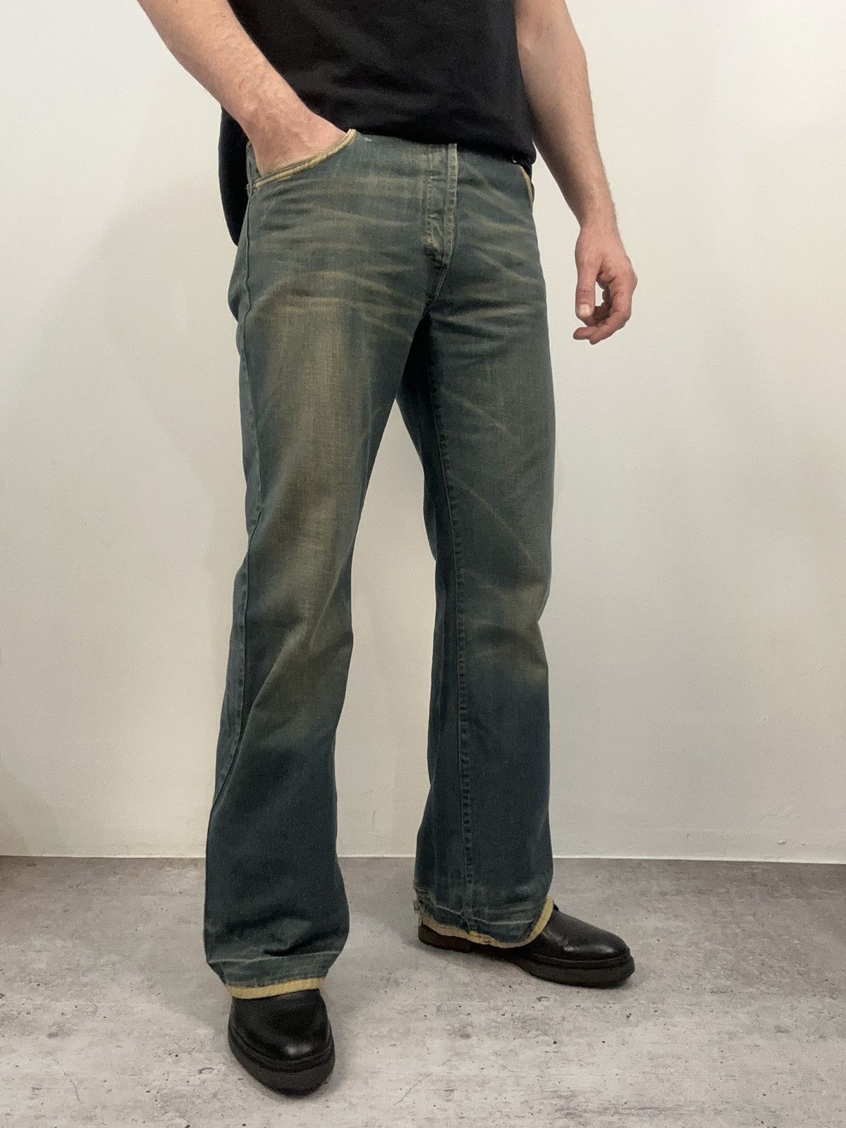 DKNY DKNY Jeans Superfly Flare Denim Blue Dirty Wash Y2K Archive Size US 34 / EU 50 - 2 Thumbnail