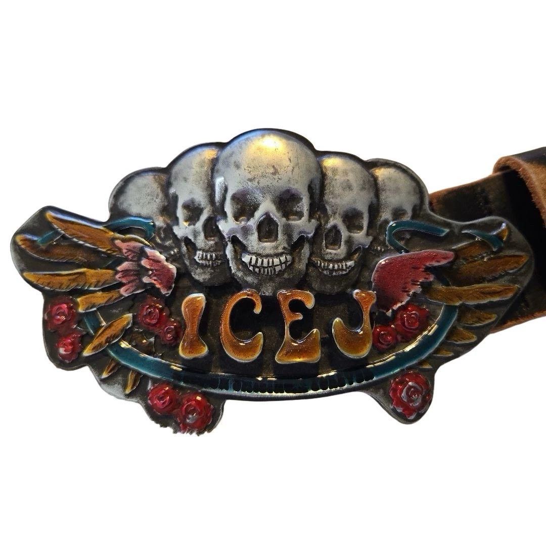 Other ICE.J Vintage Heavily Crafted Skull Wing Leather Belt Size ONE SIZE - 2 Thumbnail