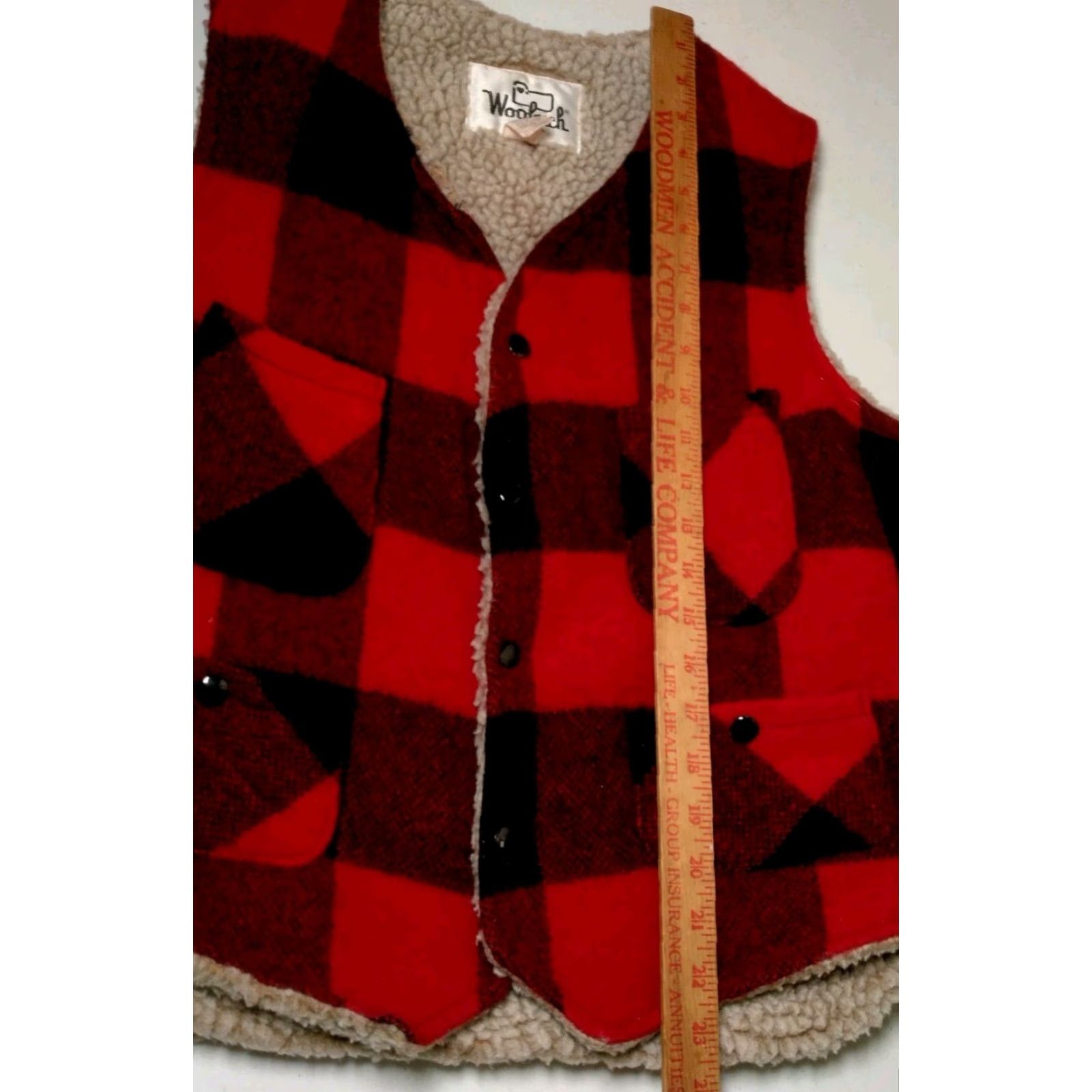 Vintage VINTAGE Woolrich Vest Medium Red Plaid Wool Blend Snap Sherpa Lined Work Mens M Buckaroo Outdoorsy Buffalo Plaid Theme Size US M / EU 48-50 / 2 - 7 Thumbnail