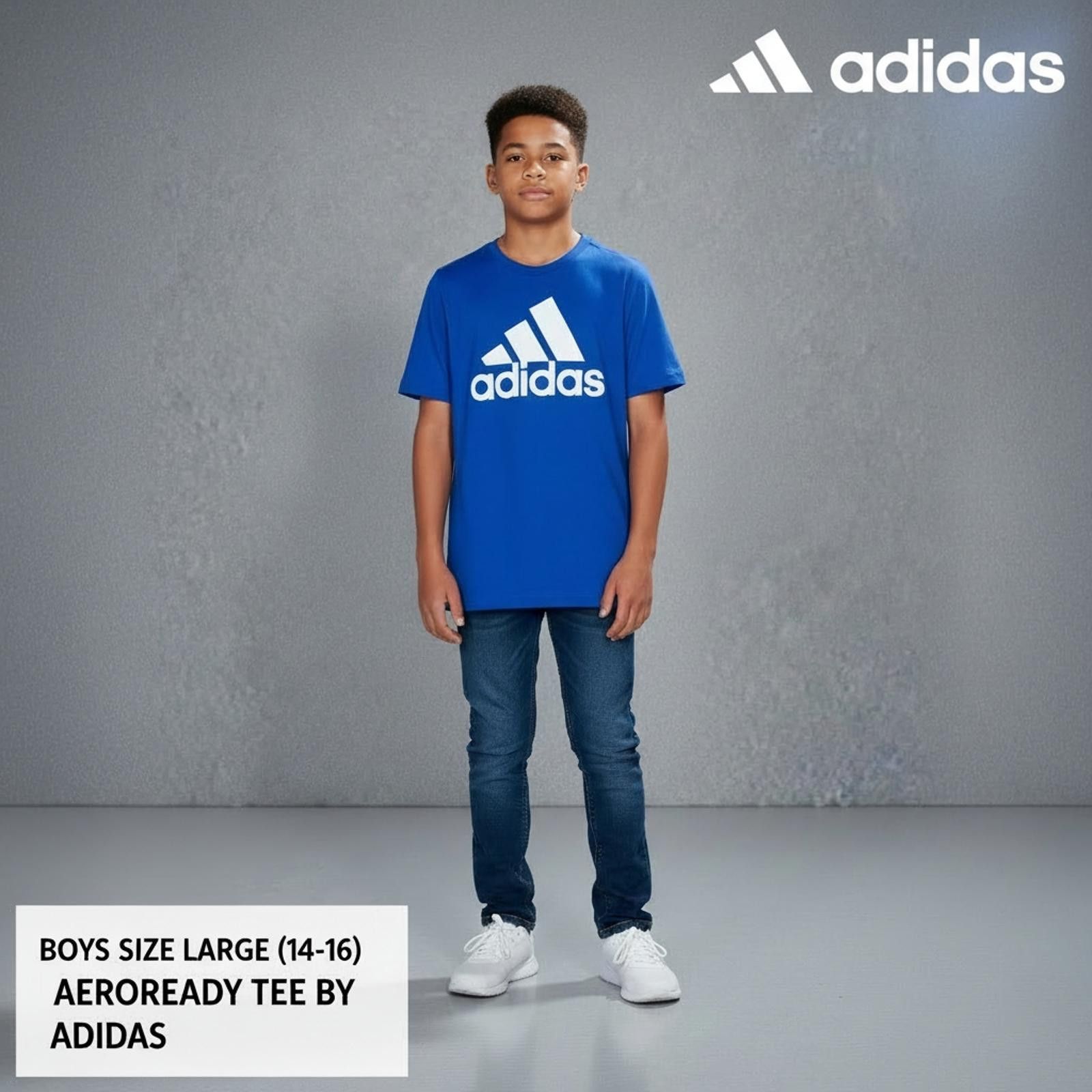Adidas Adidas Boys' Large (14-16) Aeroready Blue T-Shirt Size US L / EU 52-54 / 3 - 1 Thumbnail