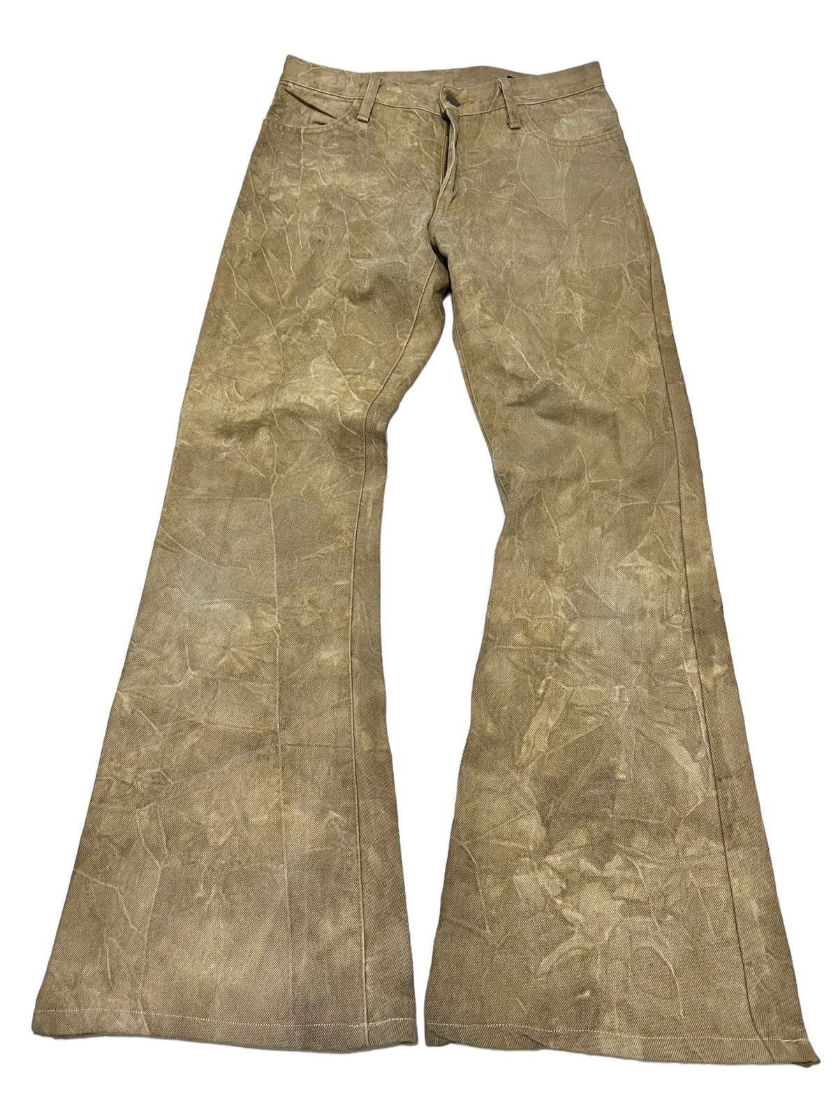 image of If Six Was Nine x Le Grande Bleu L G B 70's Bison Distressed Super Flared Denim Pants in Browns (Si