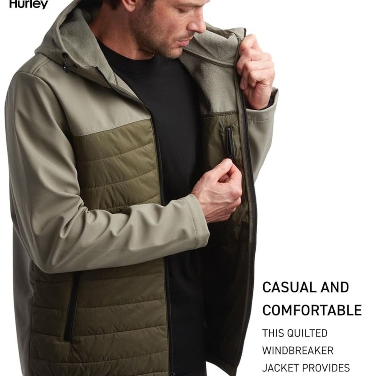 Hurley NEW HURLEY Olive Green Softshell Windproof Puff Jacket Coat Size US M / EU 48-50 / 2 - 14 Thumbnail