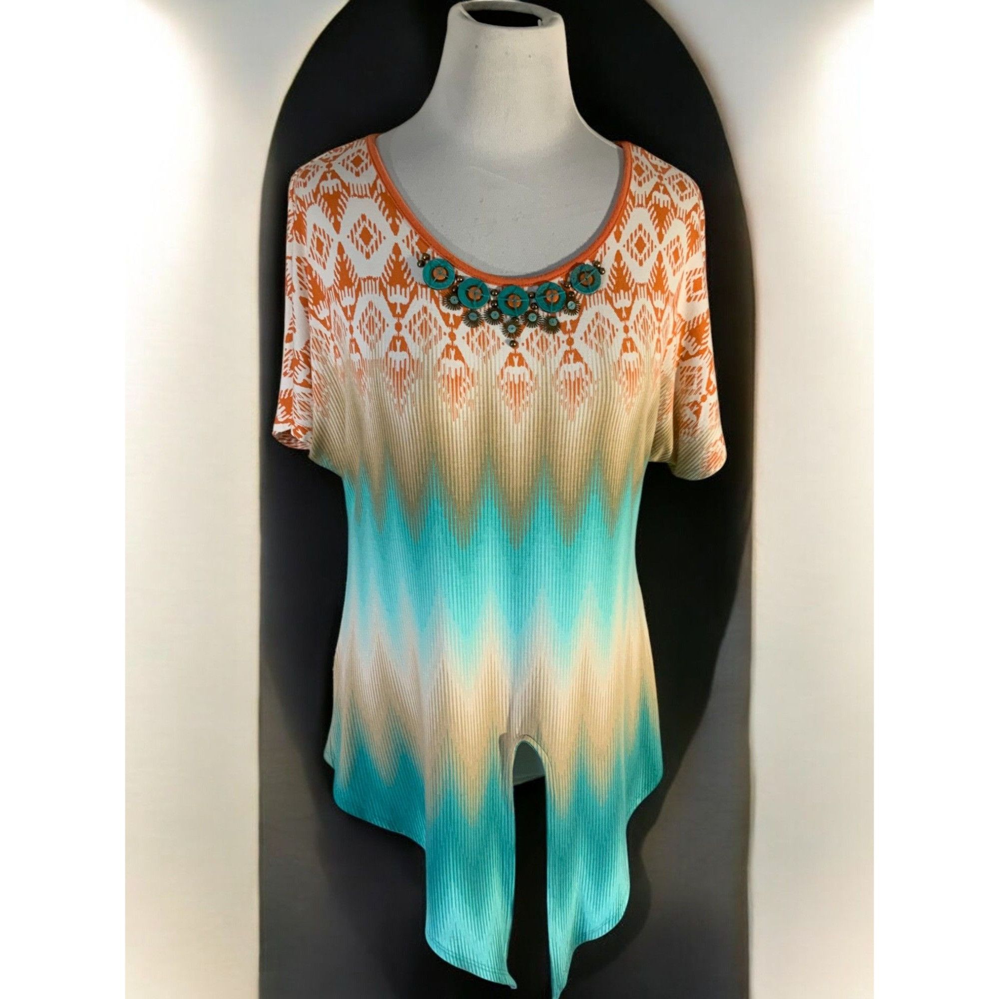 Designer Ruby Rd Short Sleeve Tie Front Embellishments Top Small Size S / US 4 / IT 40 - 7 Thumbnail