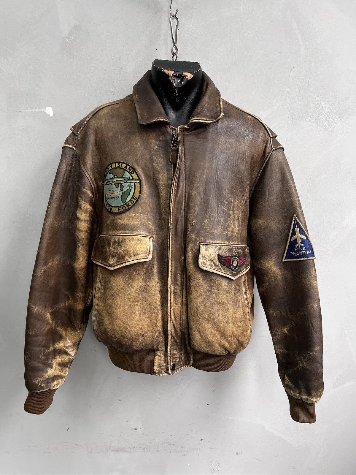 Leonard Paris Leonardo aviation leather jacket hype distressed bomber y2k Size US M / EU 48-50 / 2 - 1 Thumbnail
