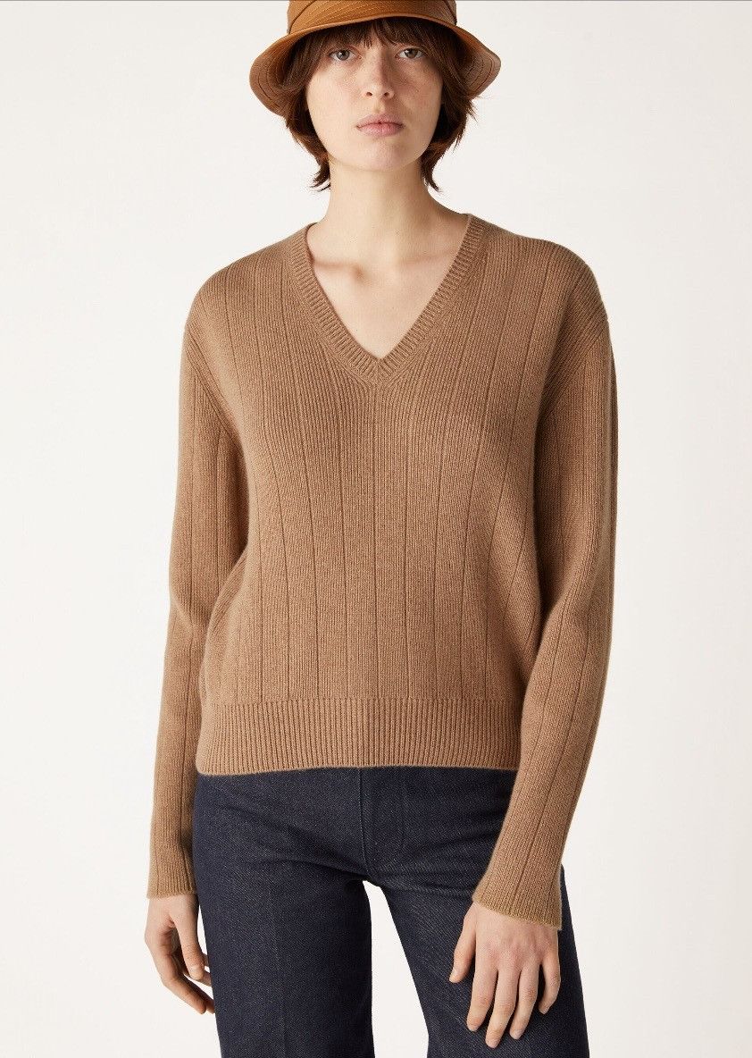 Loro Piana o1srvl11e0725 FAO2833 Baby Cashmere V-Neck Sweater in Brown Size L / US 10 / IT 46 - 2 Thumbnail