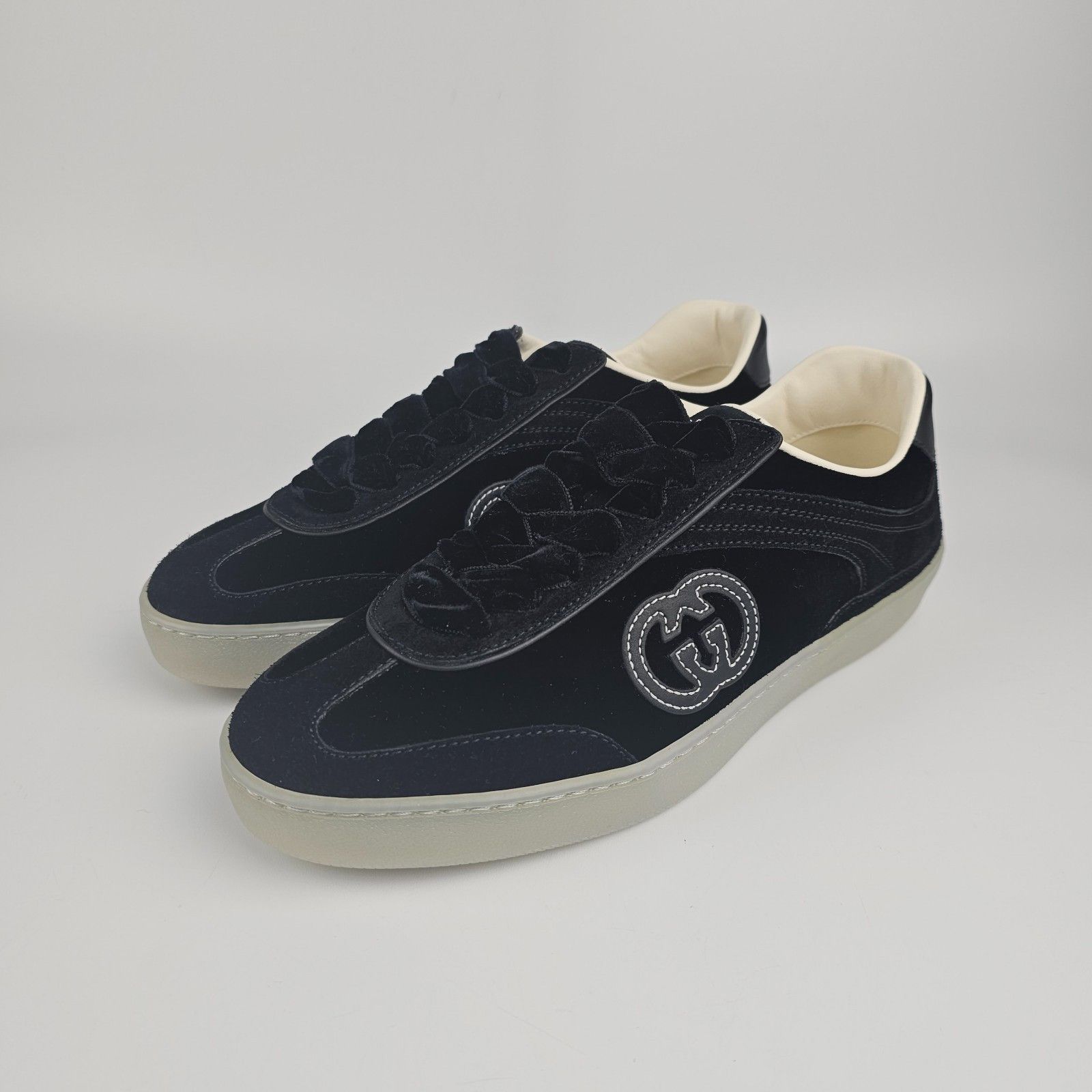 GUCCI G75 Women's Black Suede Sneakers New & Authentic (Wome