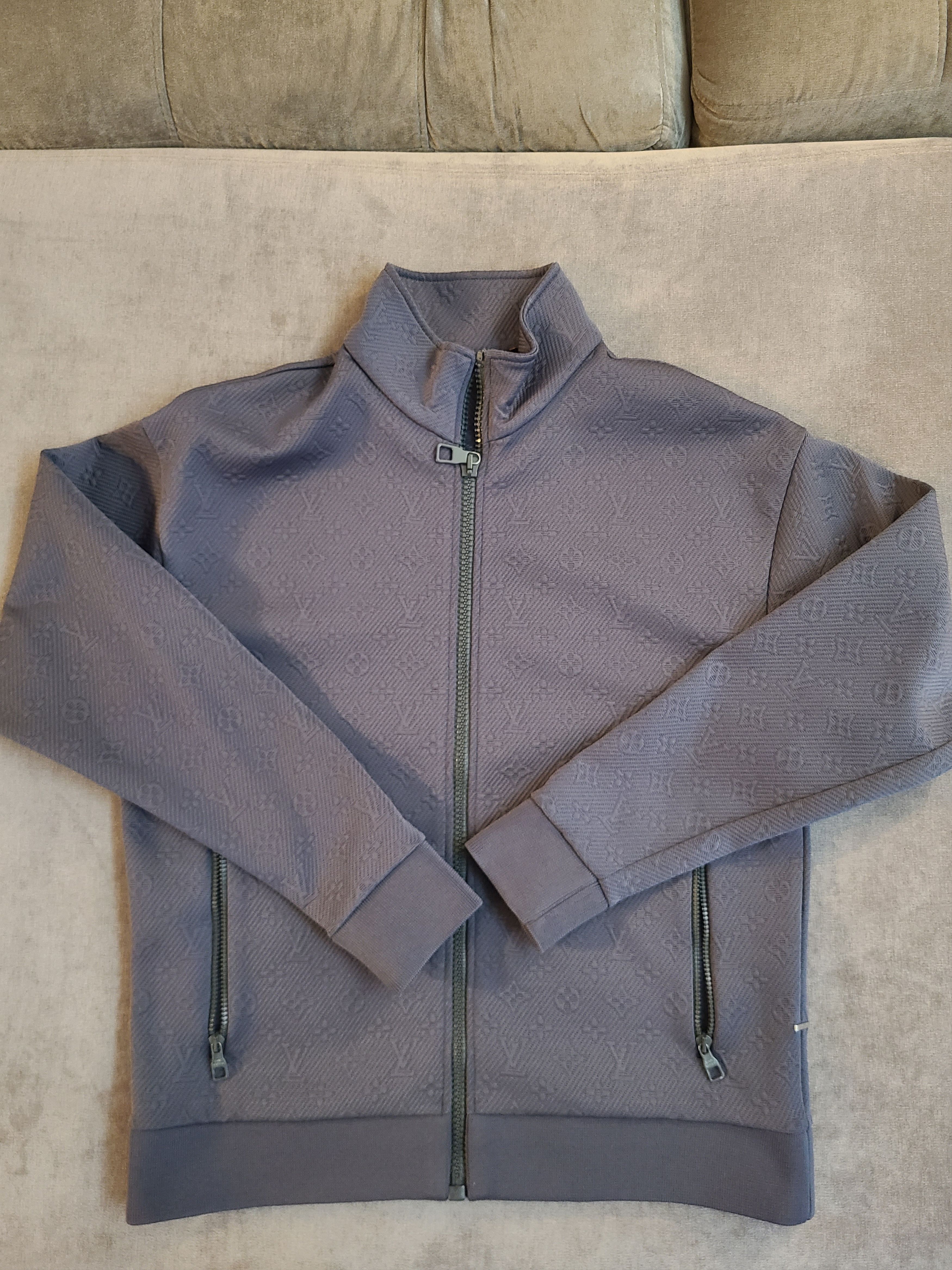 image of Louis Vuitton Monogram Technical Tracksuit Top in Grey, Men's (Size Small)
