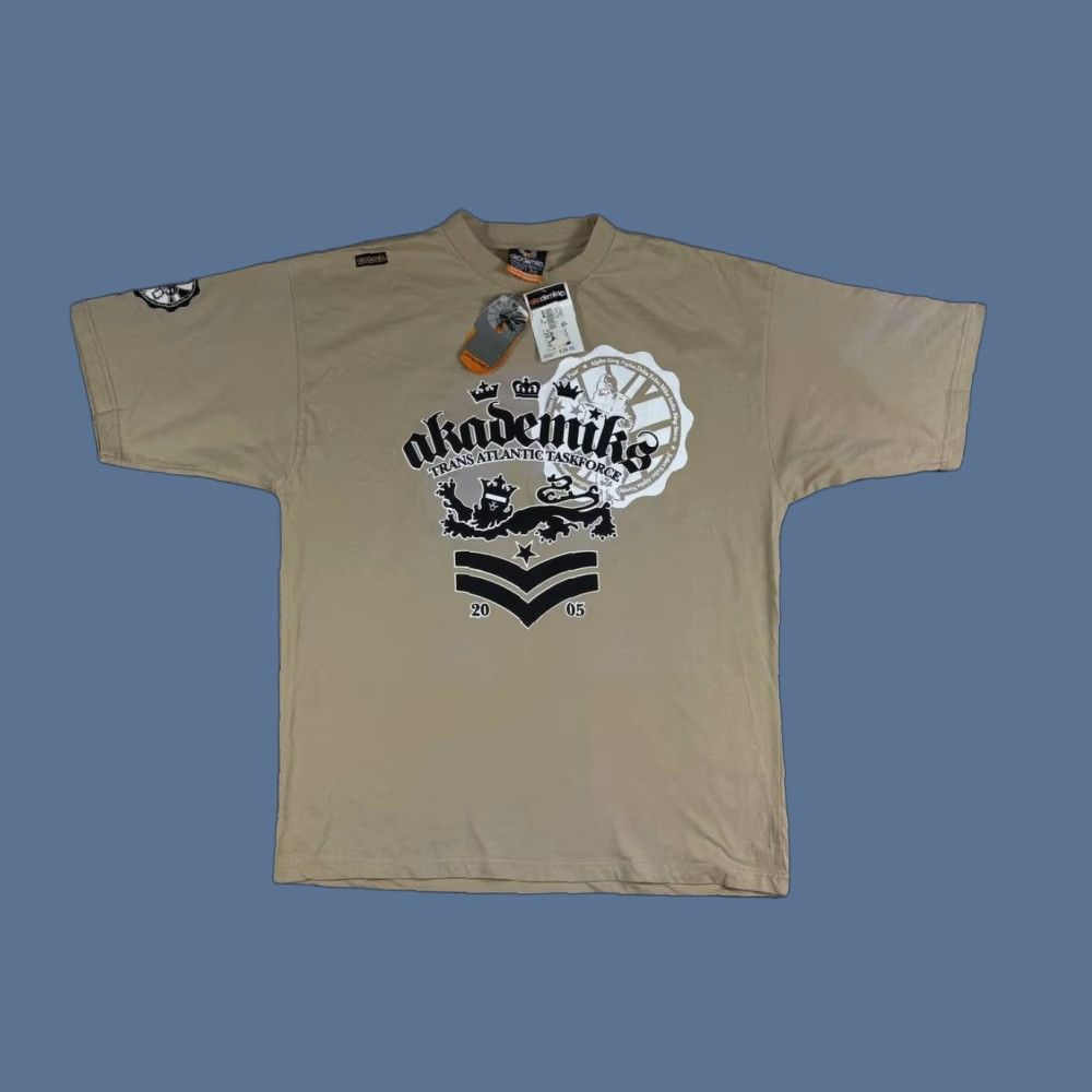 Akademiks VINTAGE Akademiks T-Shirt Hip Hop Trans Atlantic Taskforce Tee XL Ivory Men Short Sleeve Crew Neck Graphic Print 2000s Size US XL / EU 56 / 4 - 1 Thumbnail