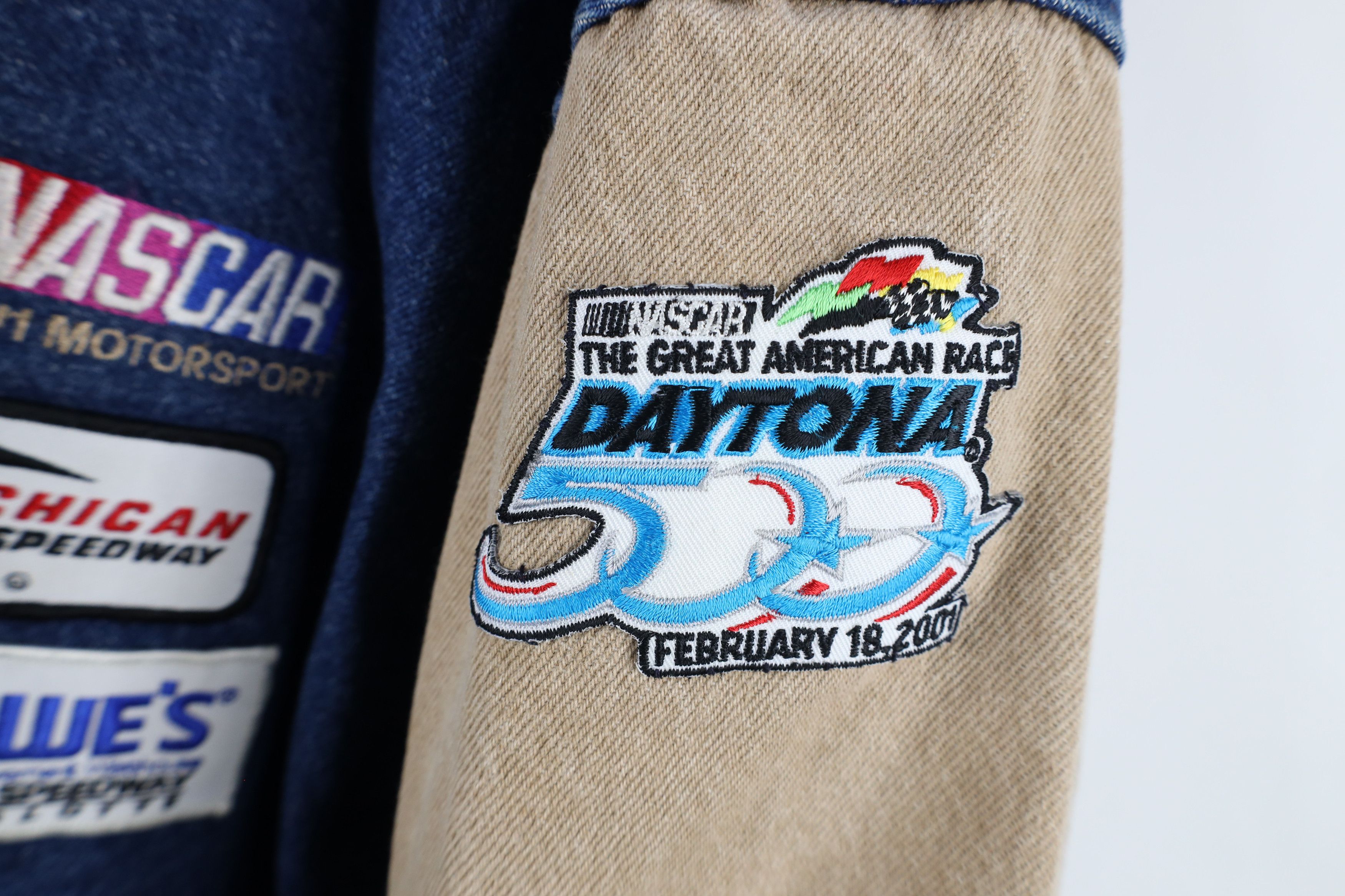 Vintage Vintage 90s Y2K NASCAR Denim Jean Varsity Bomber Jacket USA Size US L / EU 52-54 / 3 - 4 Thumbnail