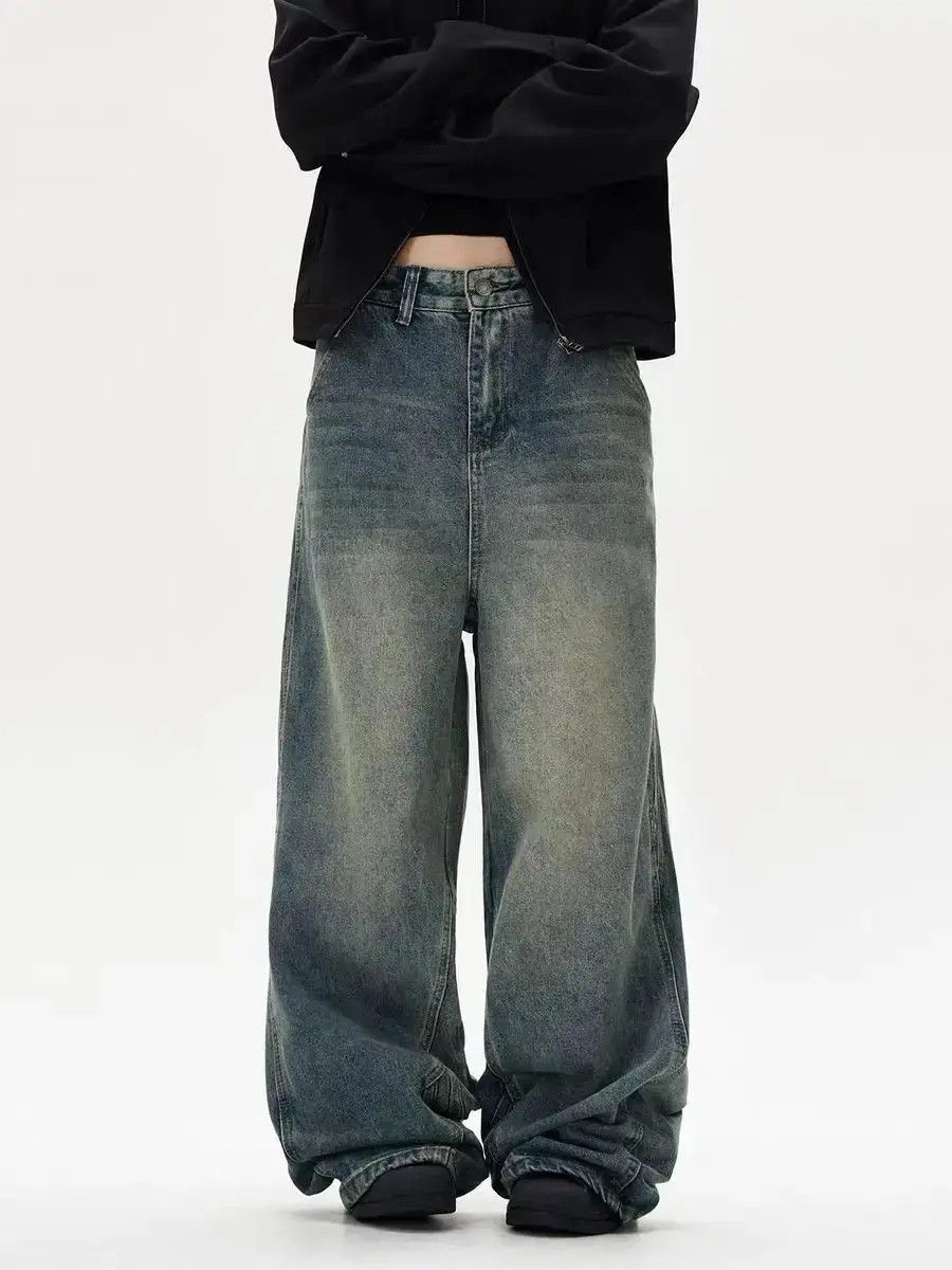 Japanese Brand Vintage street washed and distressed baggy micro flare jeans Size US 32 / EU 48 - 2 Thumbnail