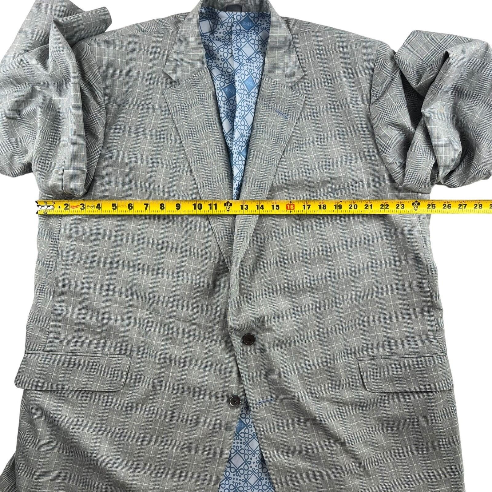 Holland & Sherry NEW Tom James x Holland & Sherry Gray Windowpane Plaid Suit• Size 50S - 6 Thumbnail