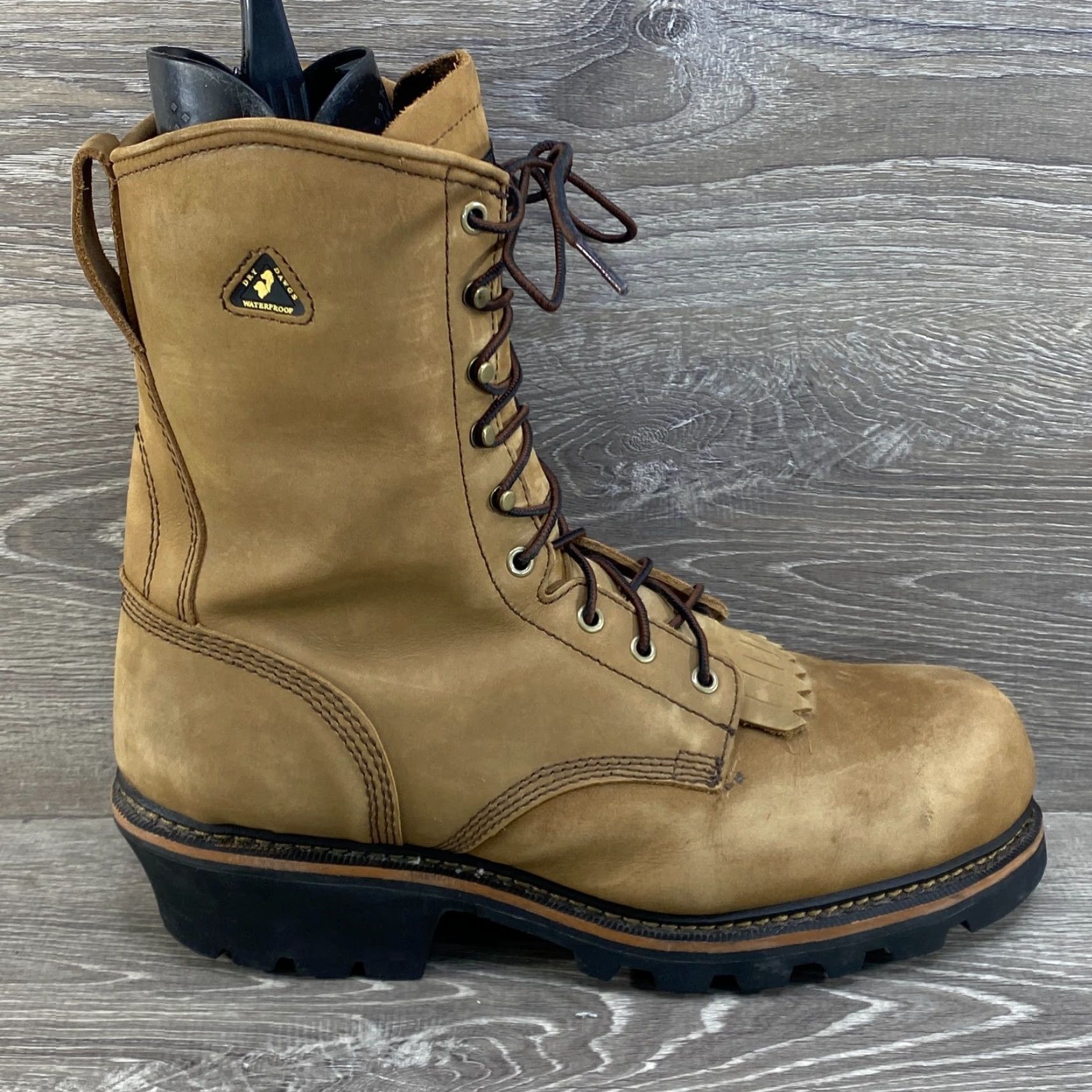 Vintage VINTAGE Golden Retriever Logger Boots Mens 12W Brown Leather Waterproof Composite Toe Shoes Workwear - Thinsulate Ultra Insulation - Vibram Sole Mens Size US 12 / EU 45 - 2 Thumbnail