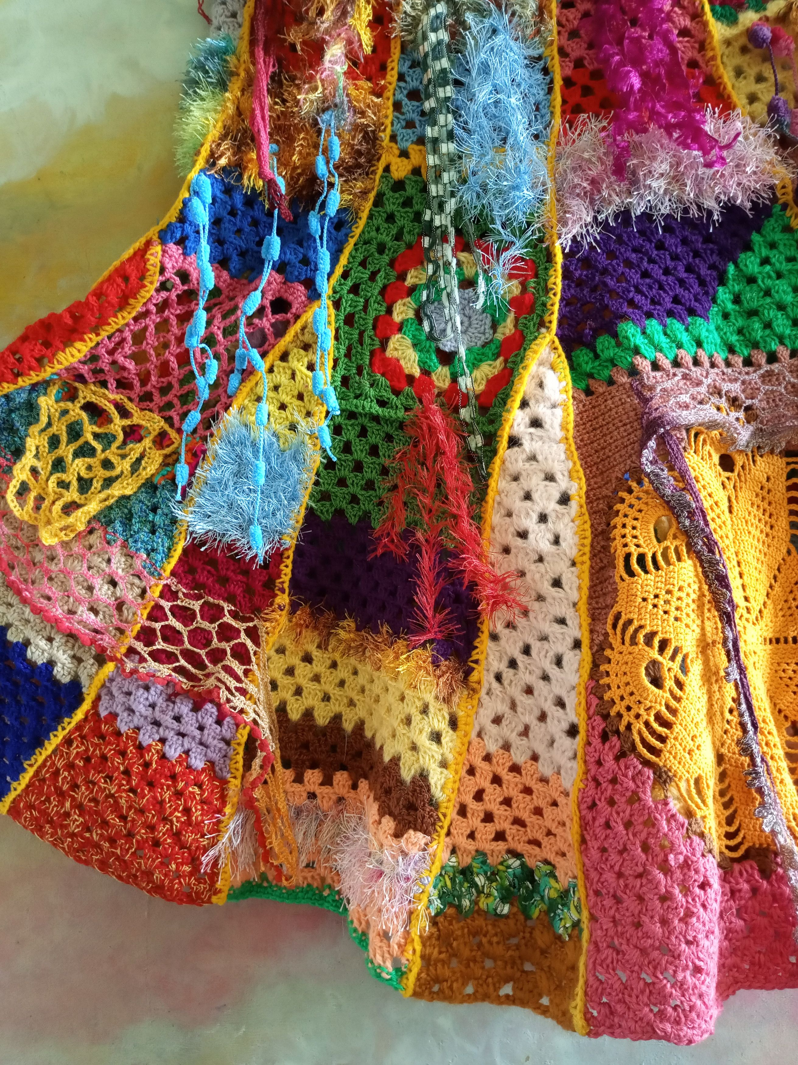 Handmade Crochet Festival colorful skirt Size 28" / US 6 / IT 42 - 4 Thumbnail