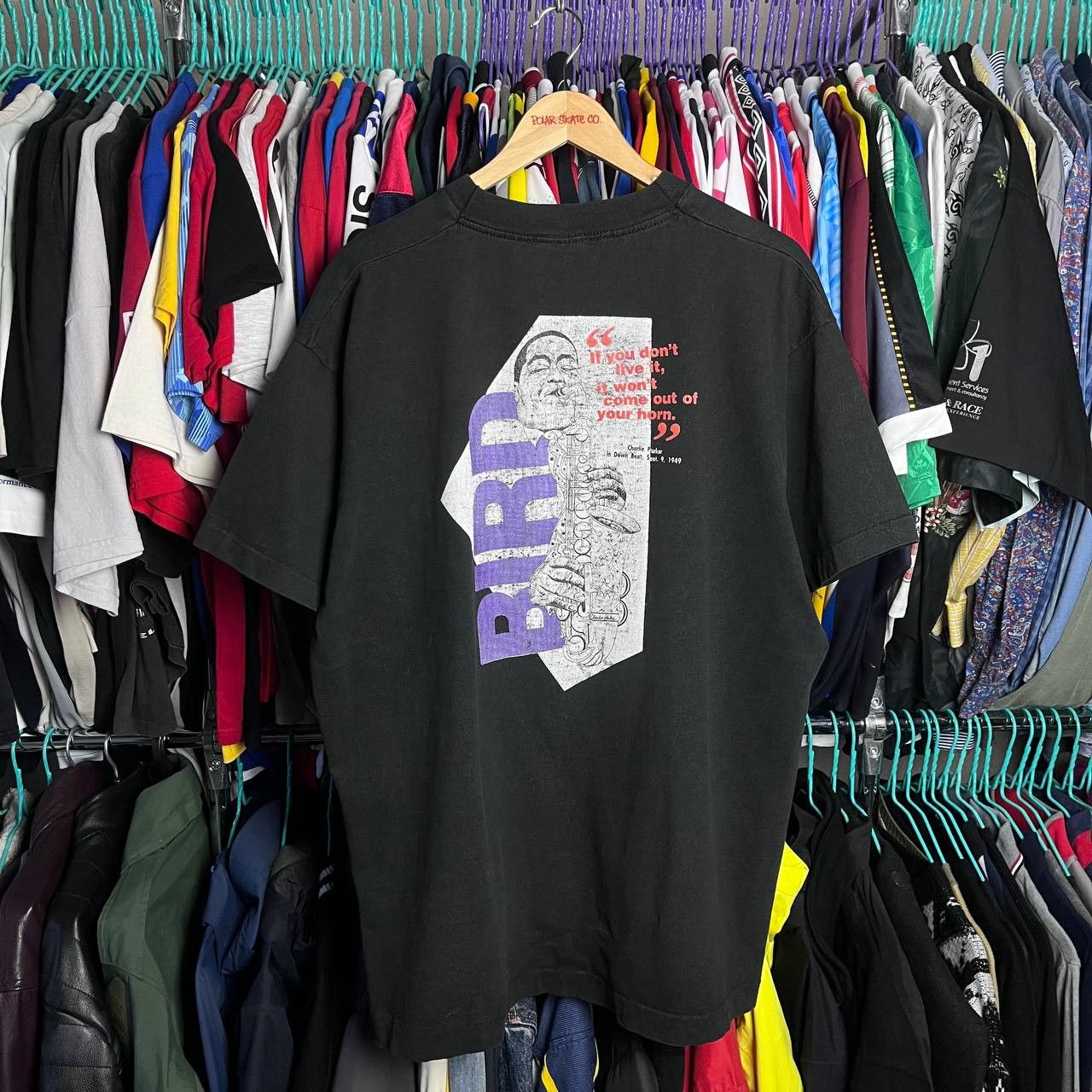 Vintage 90s DOWN BEAT Jazz Blues & Beyond Charlie Parker Tshirt Size US XL / EU 56 / 4 - 7 Thumbnail
