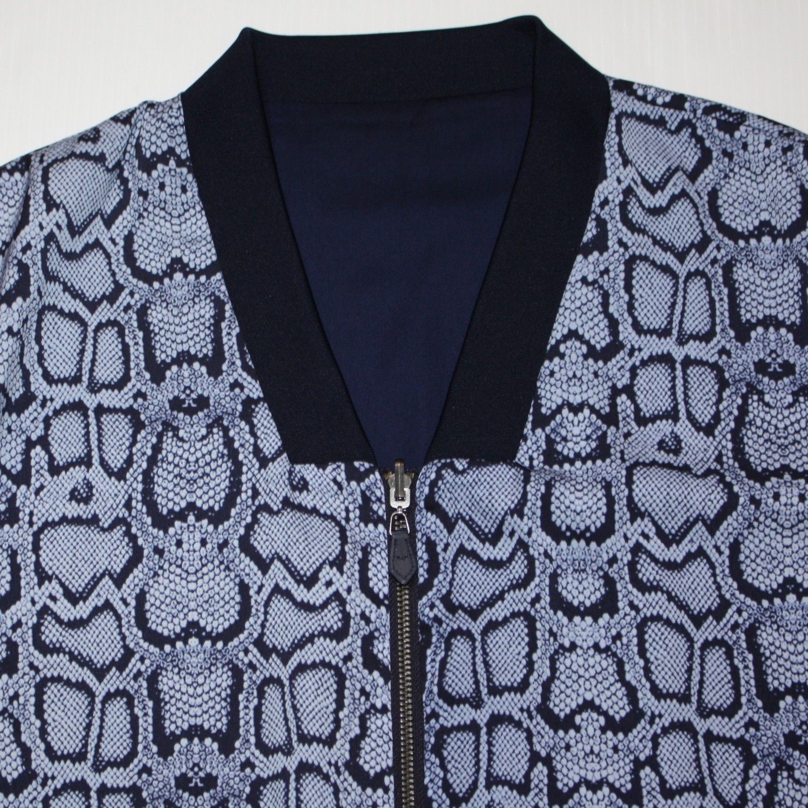 Other Stella & Dot Navy Blue & Python Reversible Bomber Jacket Size L / US 10 / IT 46 - 5 Thumbnail