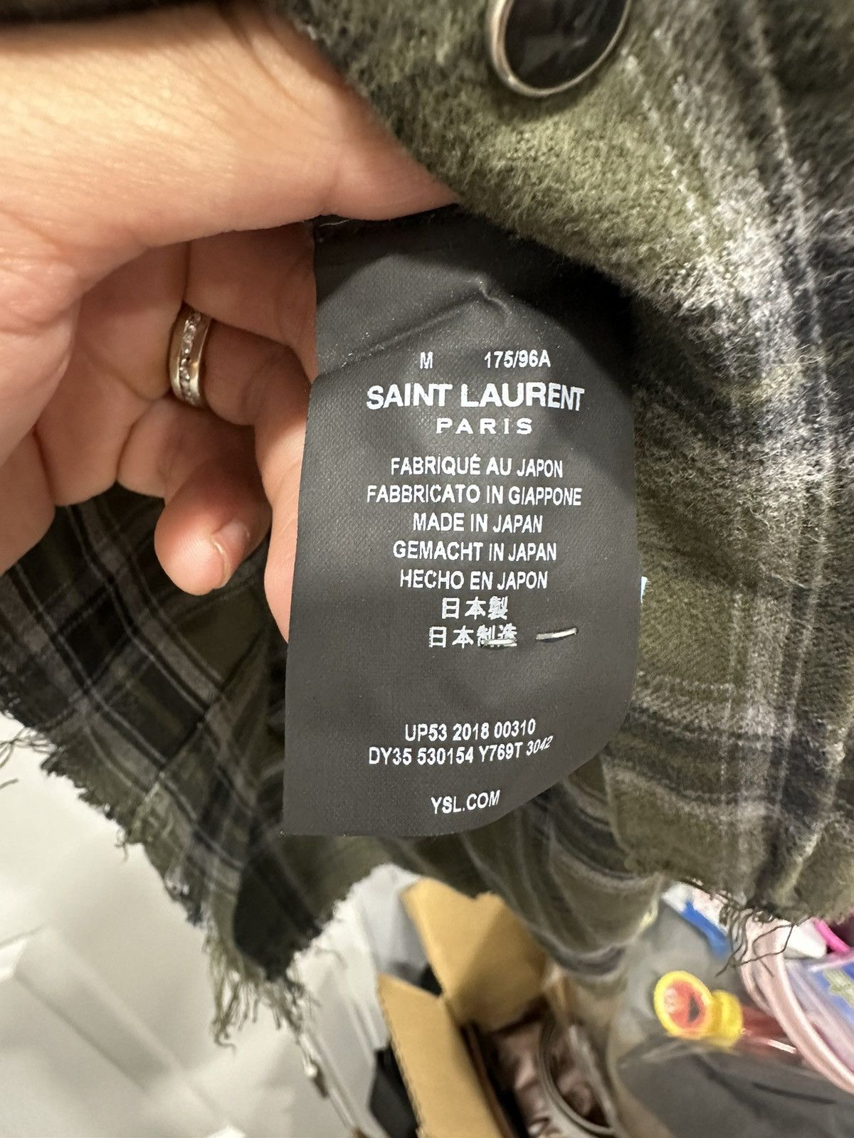 Saint Laurent Paris Saint Laurent military green distressed flannel Size US M / EU 48-50 / 2 - 5 Thumbnail