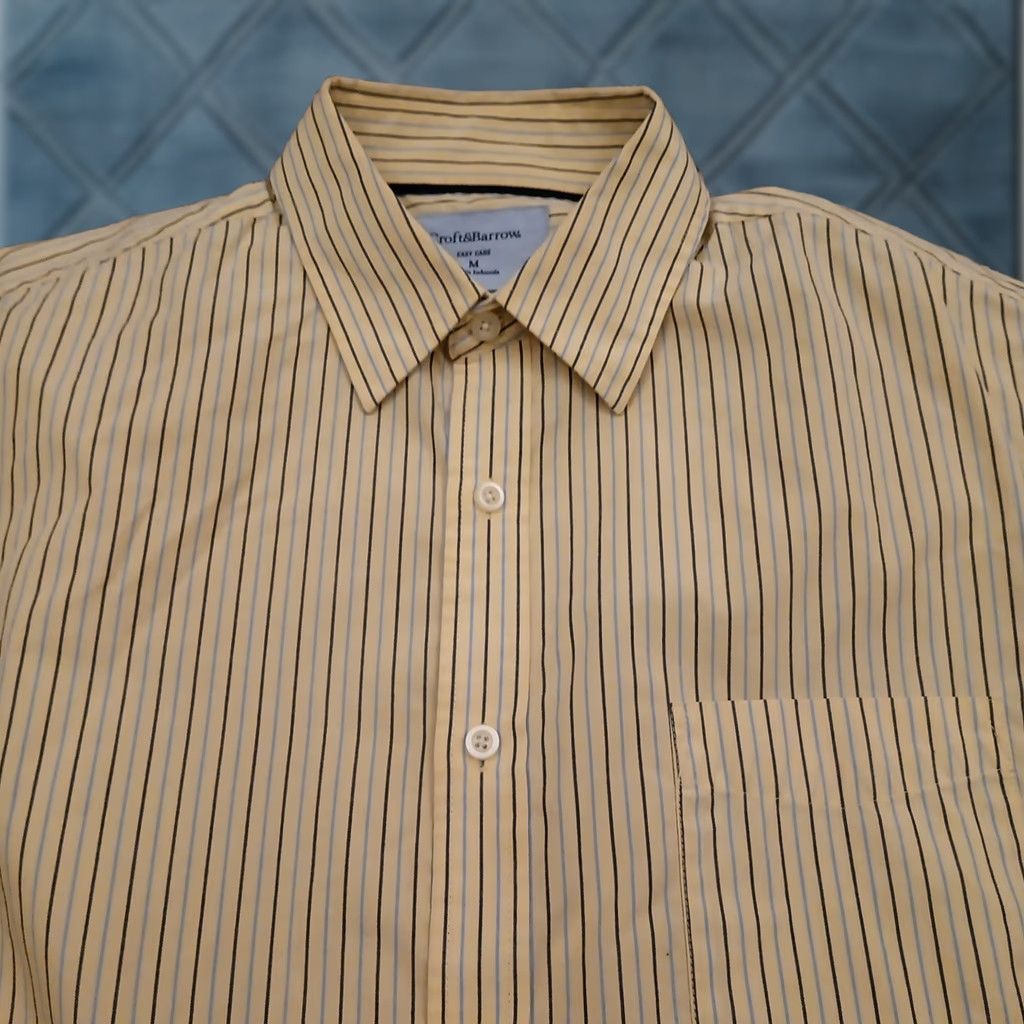 Croft & Barrow Croft & Barrow Shirt Mens Medium Yellow Blue Striped Long Sleeve Button-Up Size US M / EU 48-50 / 2 - 1 Thumbnail