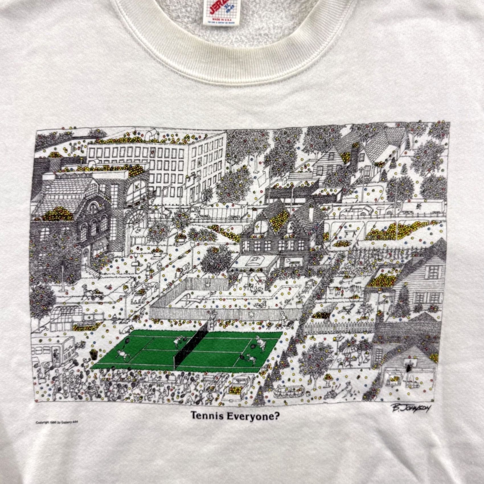 Jerzees VINTAGE Jerzees Sweatshirt Mens XL White 80s 90s Tennis Graphic Print Long Sleeve Crew Neck Pullover Size US XL / EU 56 / 4 - 3 Thumbnail