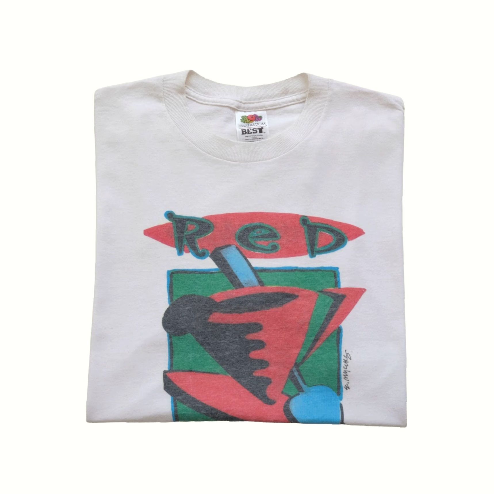 Fruit Of The Loom VINTAGE Fruit of the Loom 90s 80s ART T SHIRT GRAPHIC OKLAHOMA CITY COFFEE RED CUP M White Mens T-Shirt Size US M / EU 48-50 / 2 - 2 Thumbnail