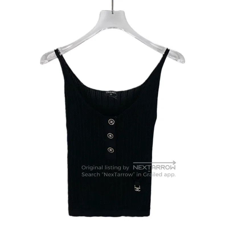 Chanel Chanel Black logo diamond buckle suspender knitted vest Size XXS / US 00 / IT 34 - 1 Thumbnail