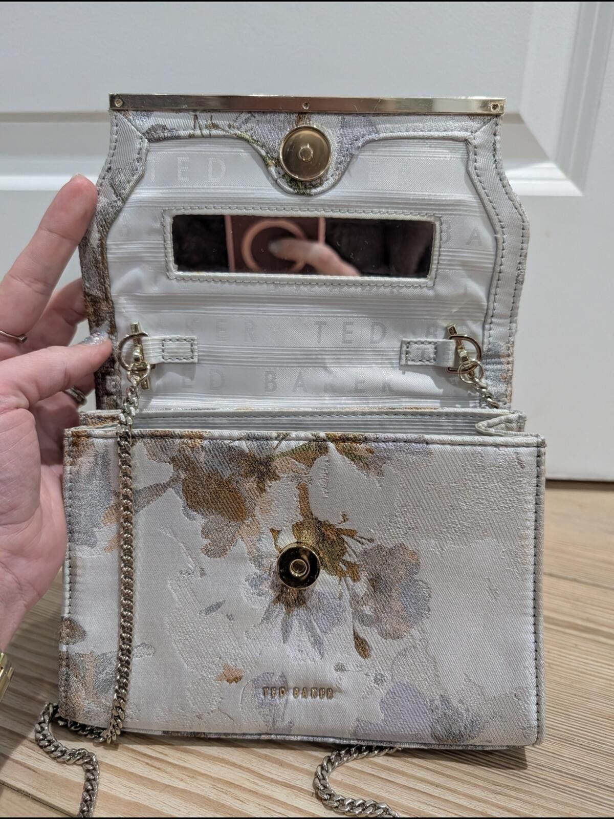 Ted Baker Ted Baker Floral Metallic Clutch - Ivory & Gold Size ONE SIZE - 4 Thumbnail