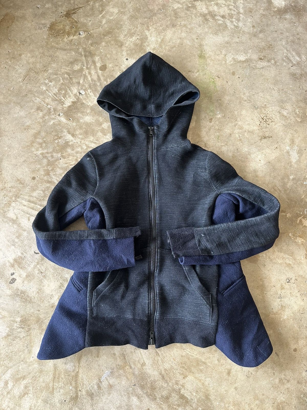 image of Sacai Reconstructed Hoodie Black & Navy Size Small, Men's