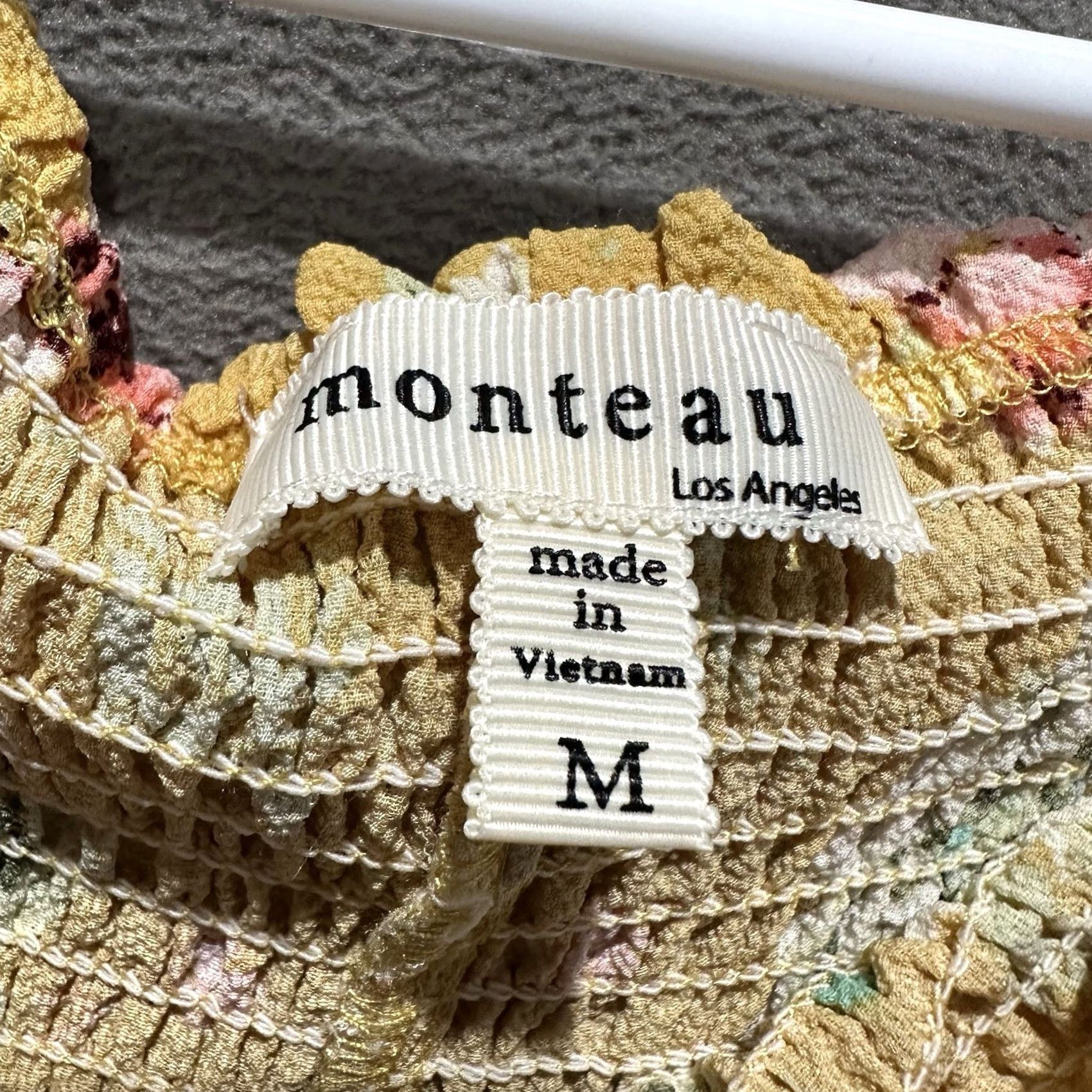 Vintage Monteau Blouse Short Sleeve Floral Off the Shoulder Yellow M Women Cap Sleeve Regular Size Medium Pink? Size M / US 6-8 / IT 42-44 - 3 Thumbnail