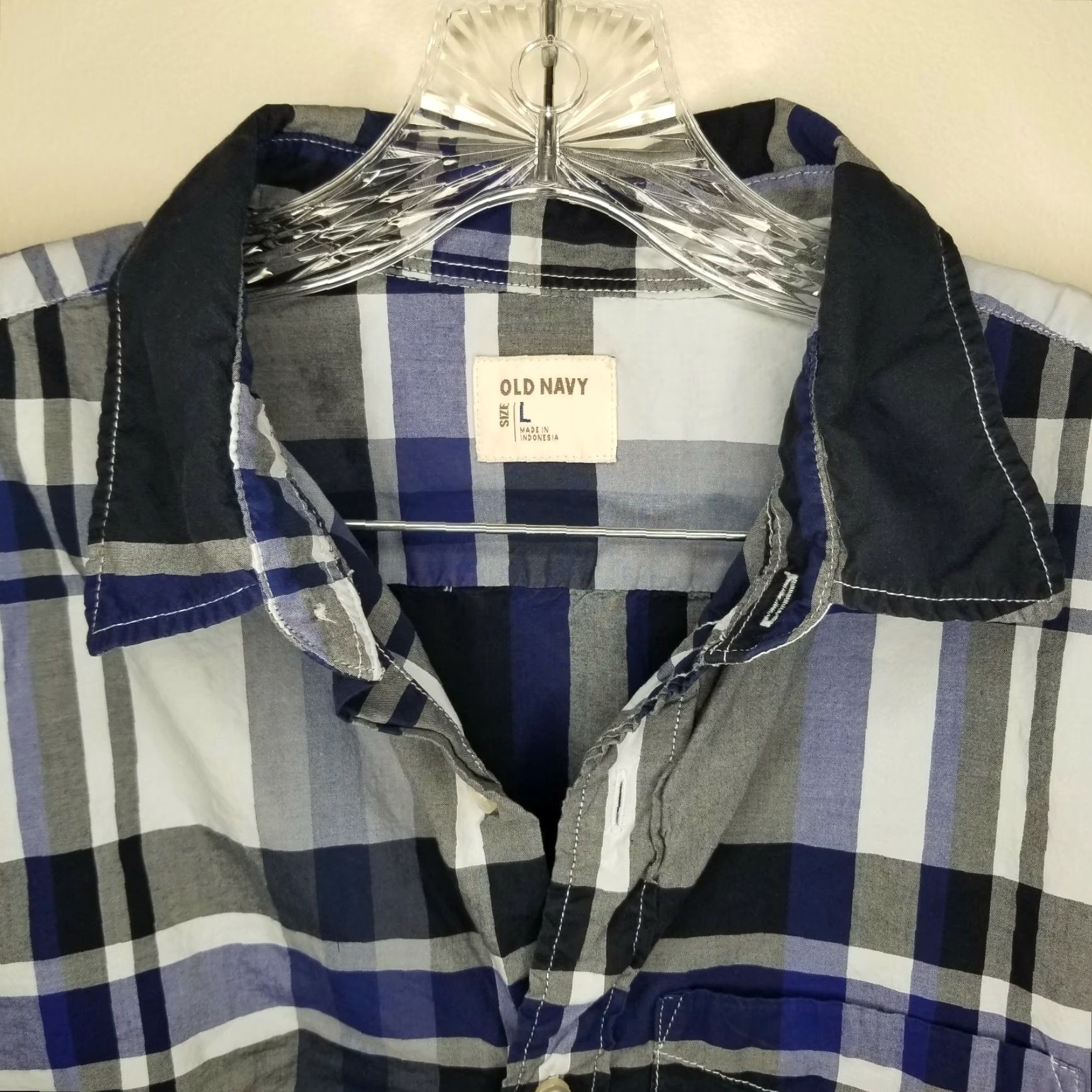 Old Navy Old Navy Shirt Adult L Blue Plaid Long Sleeve Button-Up Mens Size US L / EU 52-54 / 3 - 3 Thumbnail
