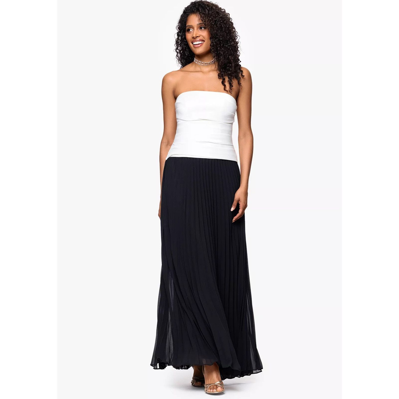 Other Betsy & Adam Colorblocked Strapless ChiffonSkirt LongSize 10 Size L / US 10 / IT 46 - 1 Thumbnail